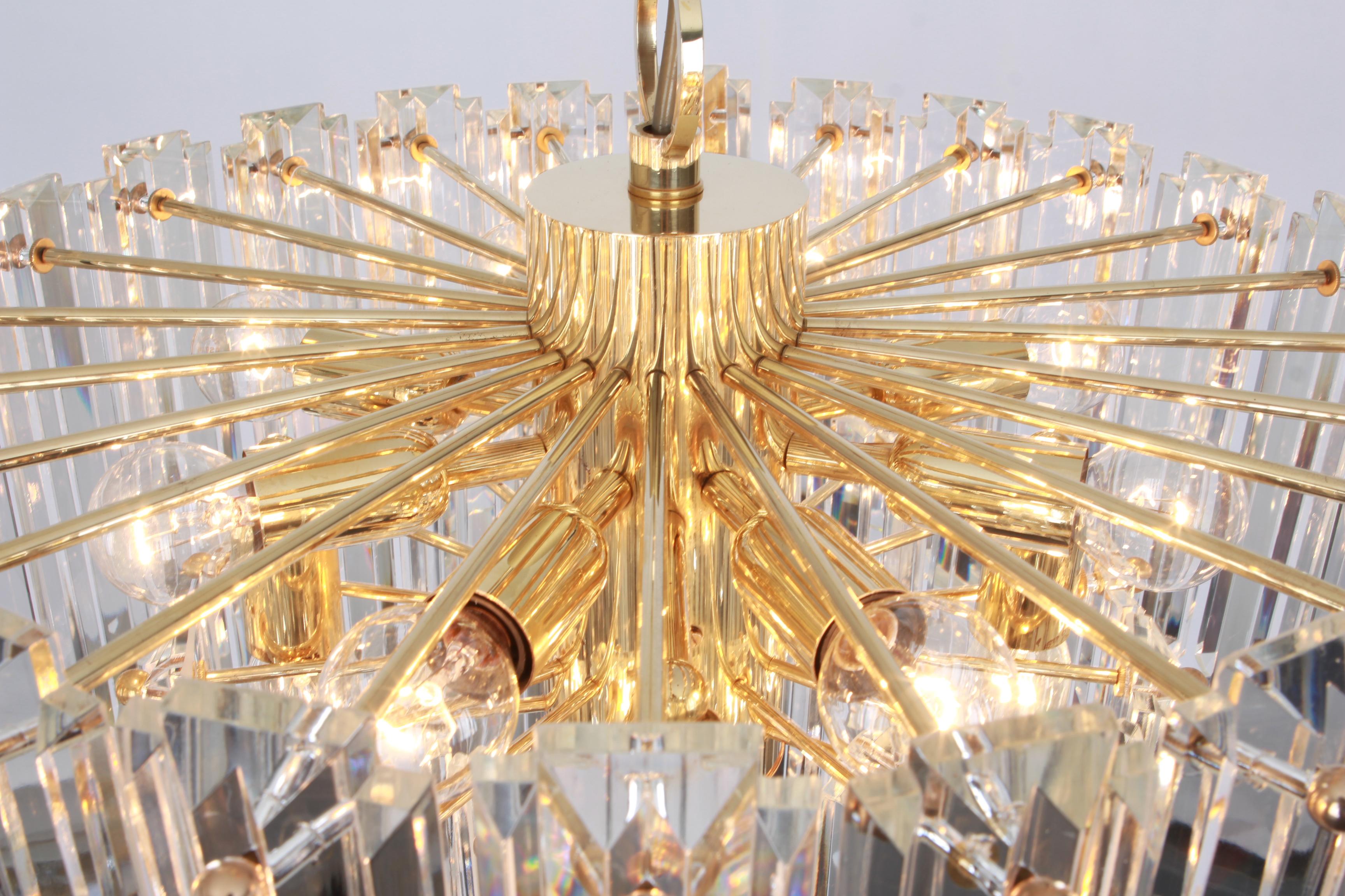 Stunning Brass, Crystal Glass Light Fixture Floria, Kalmar, Austria, 1970 For Sale 1