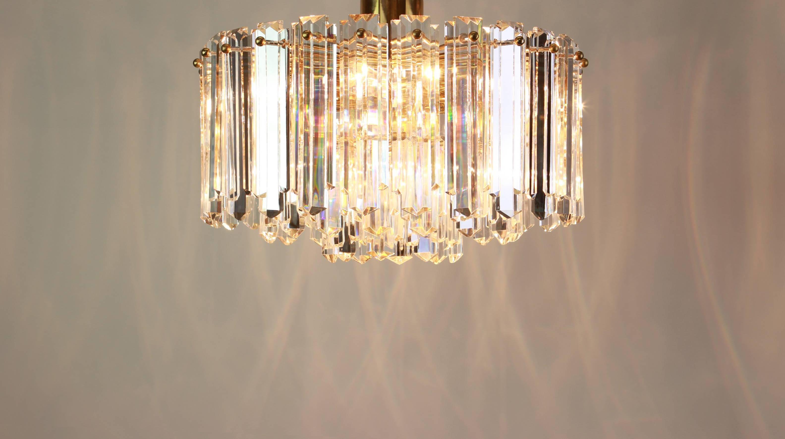 Stunning Brass, Crystal Glass Light Fixture Floria, Kalmar, Austria, 1970 For Sale 2