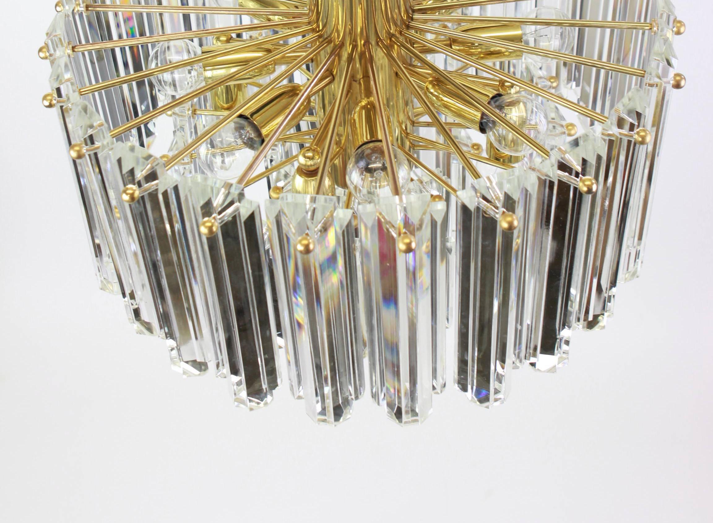 Stunning Brass, Crystal Glass Light Fixture Floria, Kalmar, Austria, 1970 For Sale 3