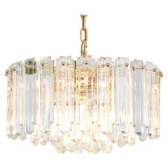 Vintage Stunning Brass, Crystal Glass Light Fixture Floria, Kalmar, Austria, 1970