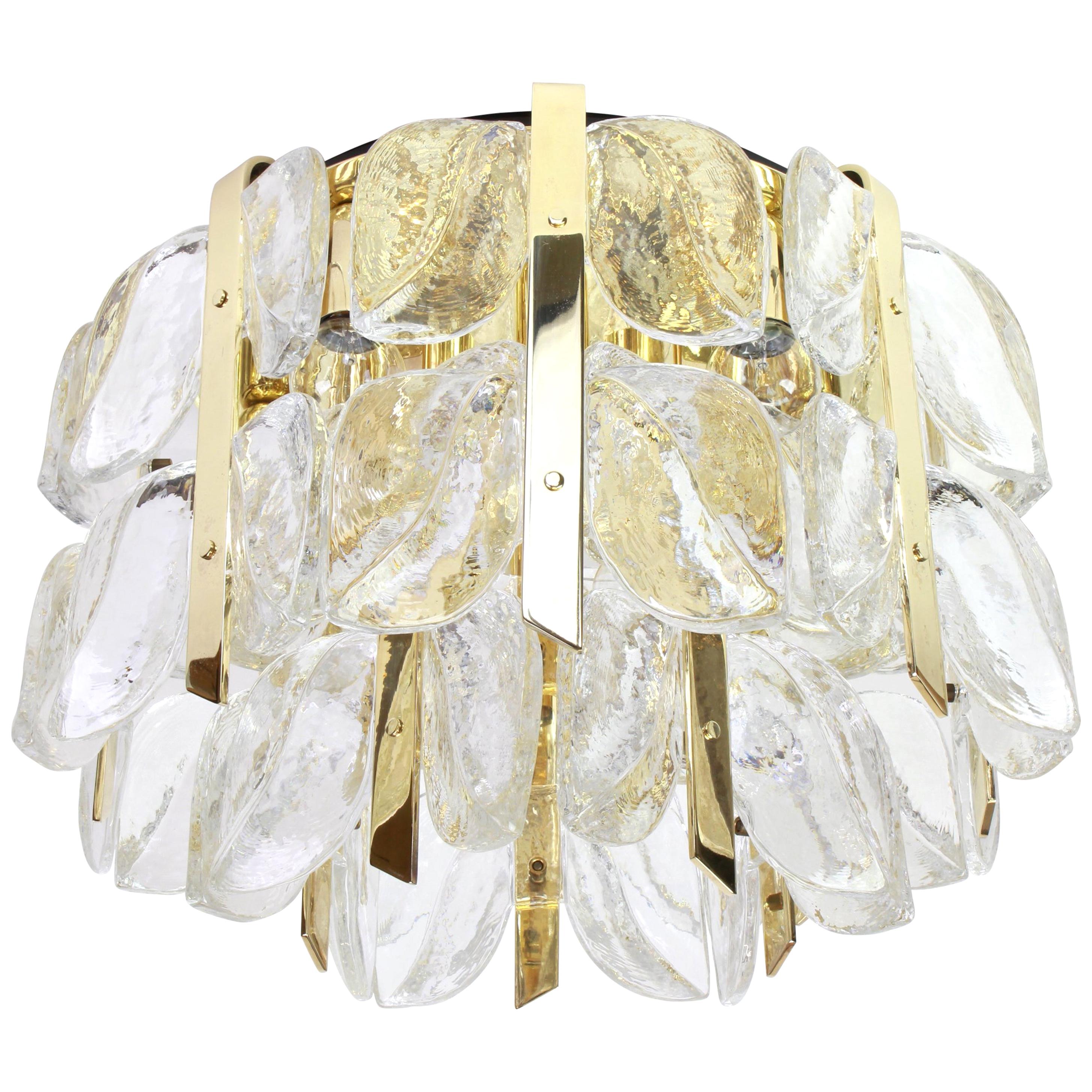Stunning Brass, Crystal Glass Light Fixture Floria, Kalmar, Austria, 1970