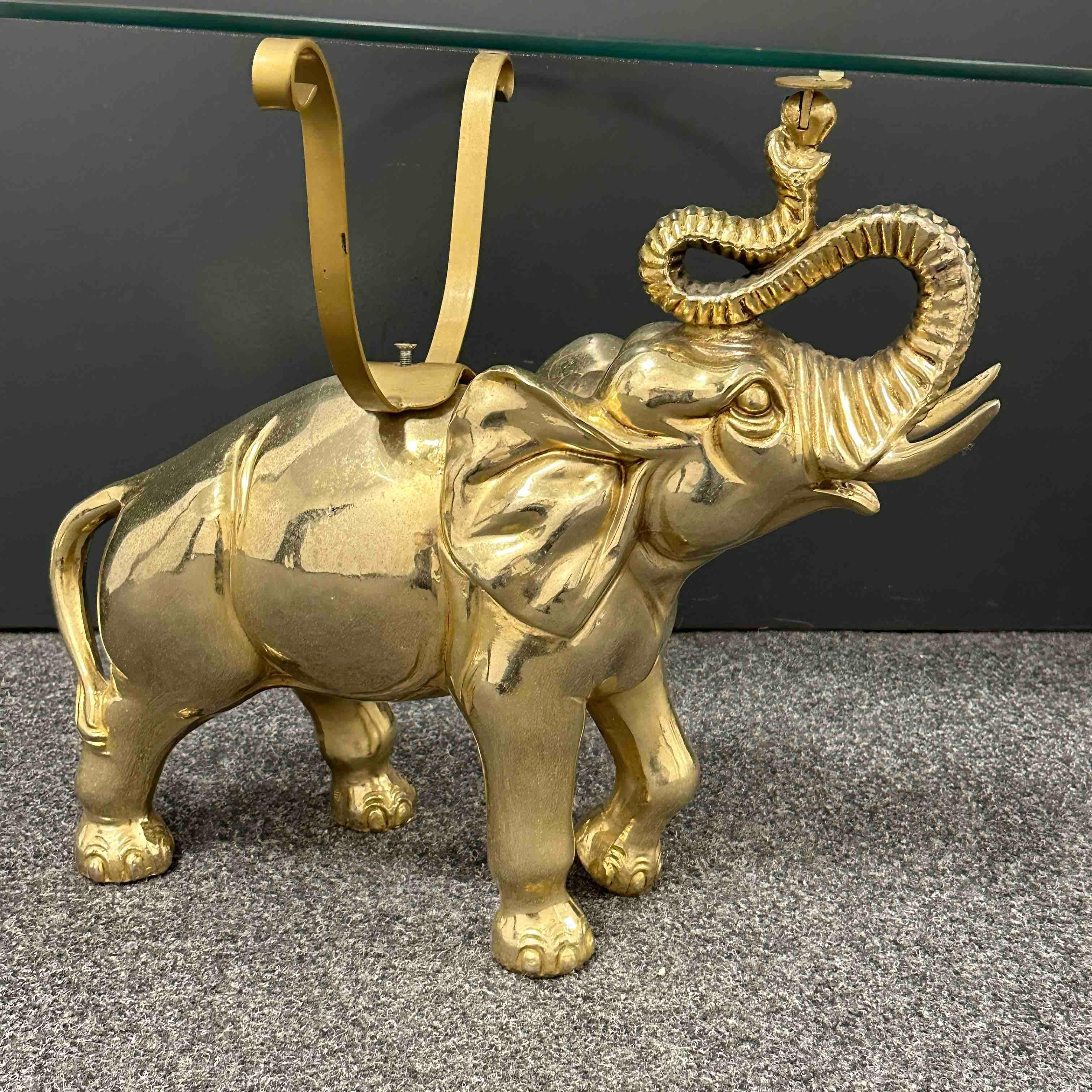 Mid-20th Century Stunning Brass Elephant Hollywood Regency Side End Table, European, 1960s For Sale