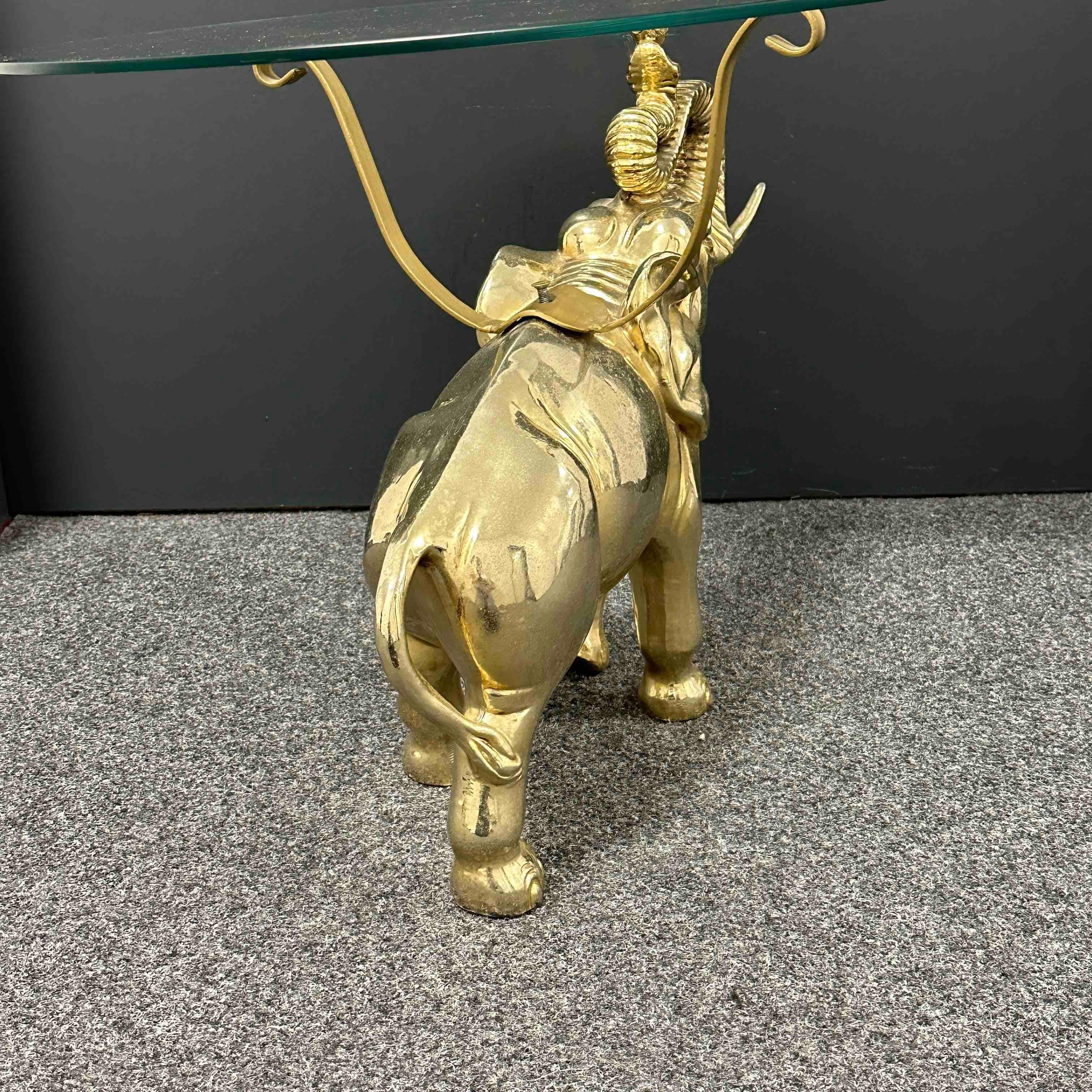 Stunning Brass Elephant Hollywood Regency Side End Table, European, 1960s For Sale 2