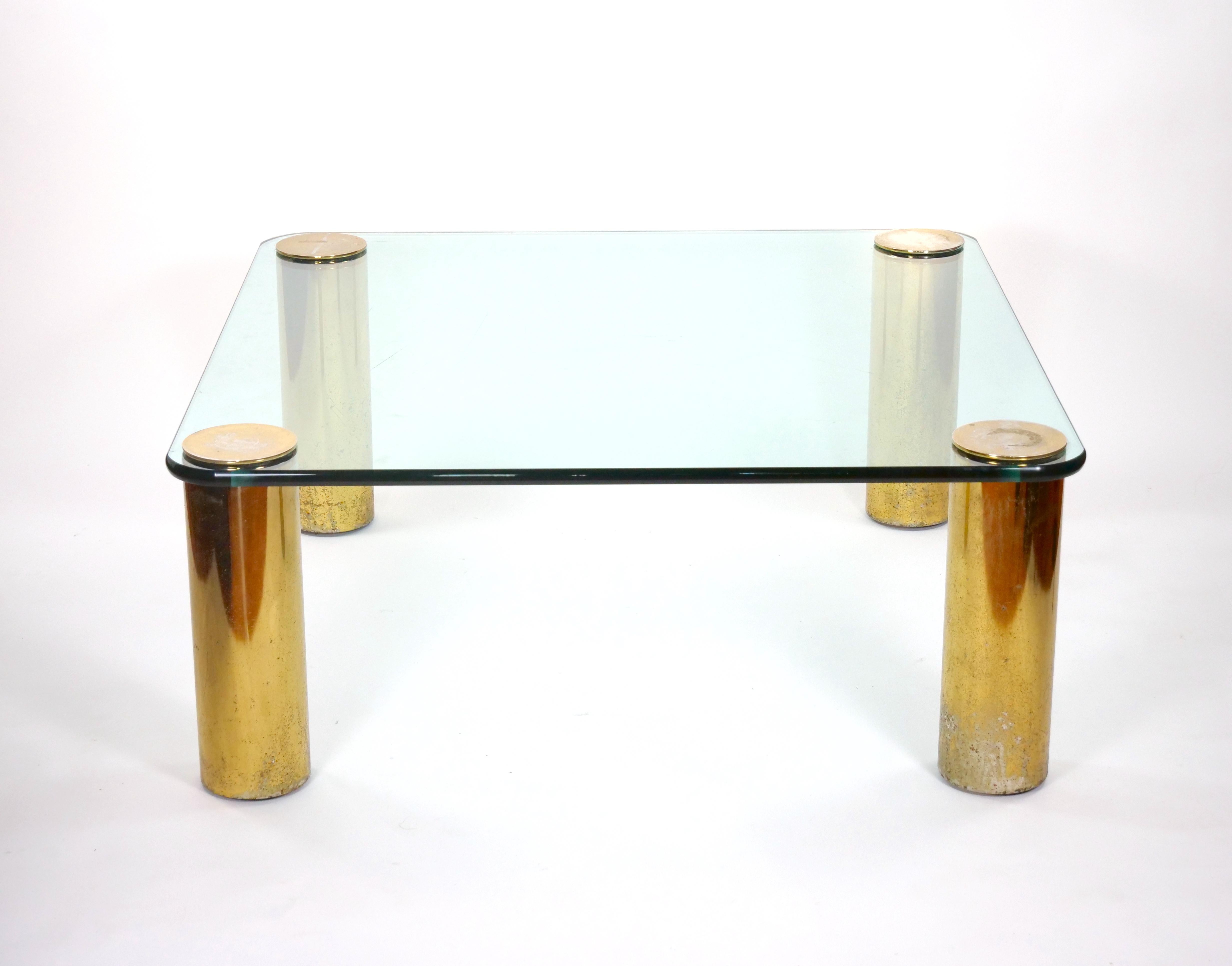 Stunning Brass  Feet  Glass Top Cocktail Table ( Attr. ) Pace Collection For Sale 4