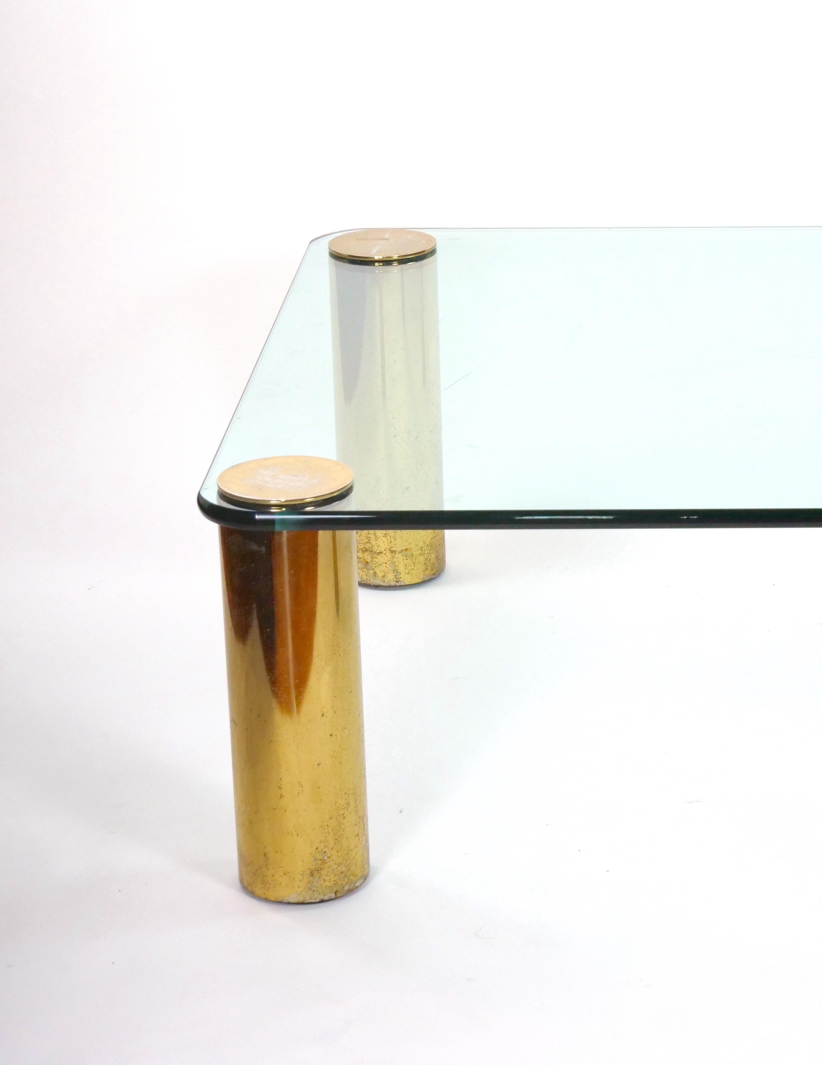 Late 20th Century Stunning Brass  Feet  Glass Top Cocktail Table ( Attr. ) Pace Collection For Sale
