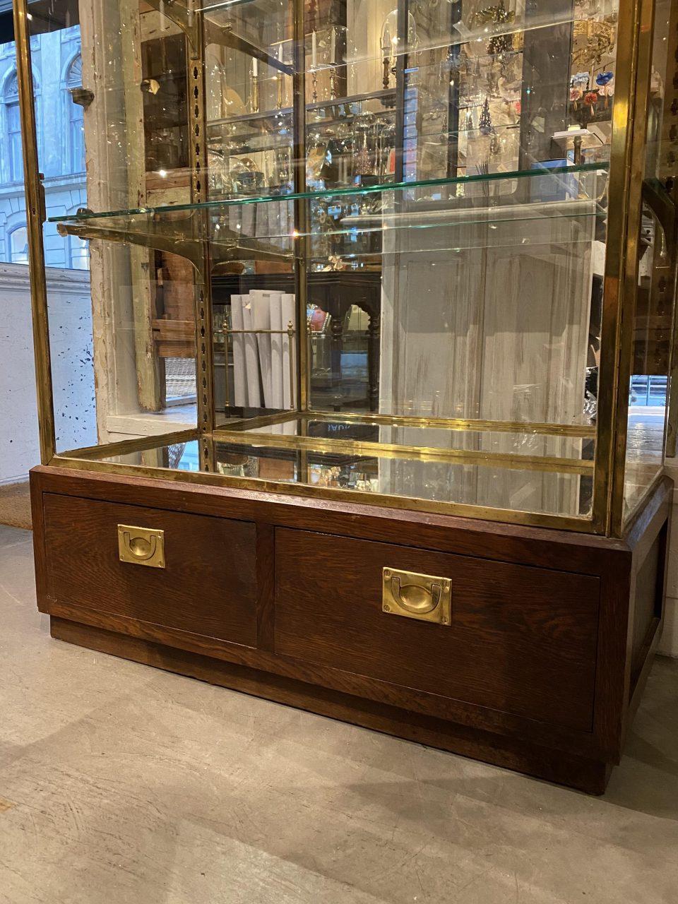 French Stunning Brass, Glass and Wood Display Cabinet