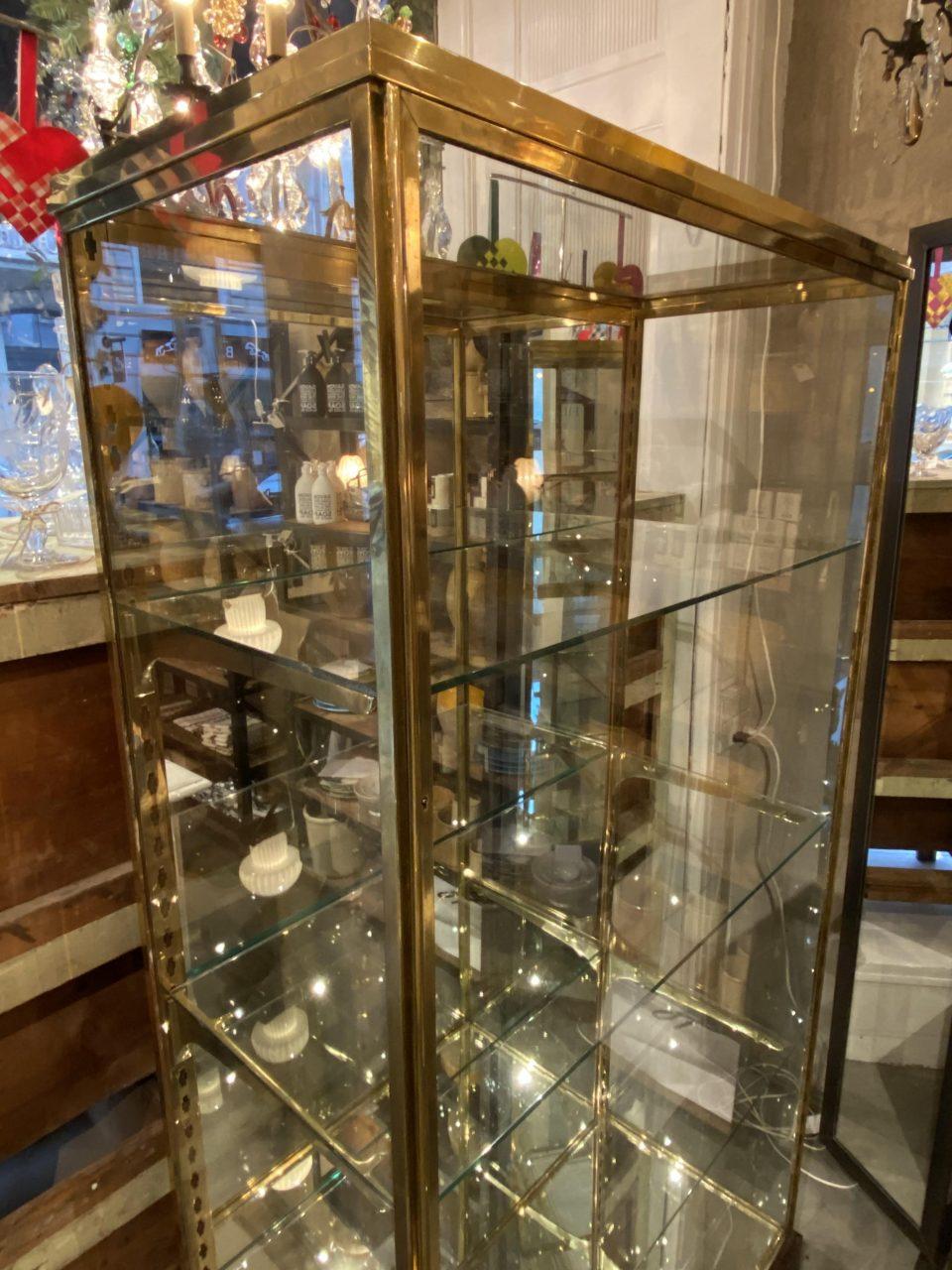 20th Century Stunning Brass, Glass and Wood Display Cabinet