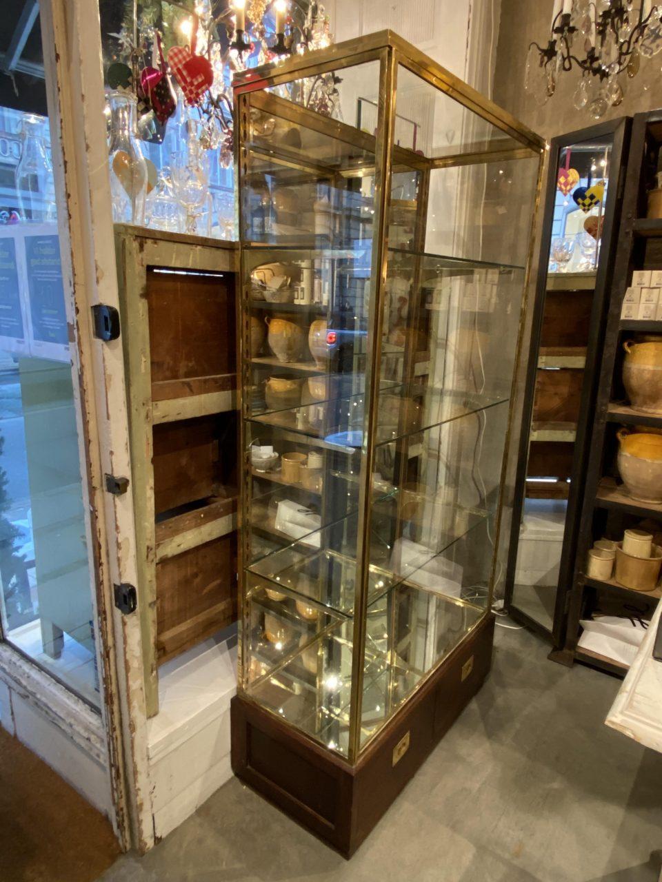 Stunning Brass, Glass and Wood Display Cabinet 2