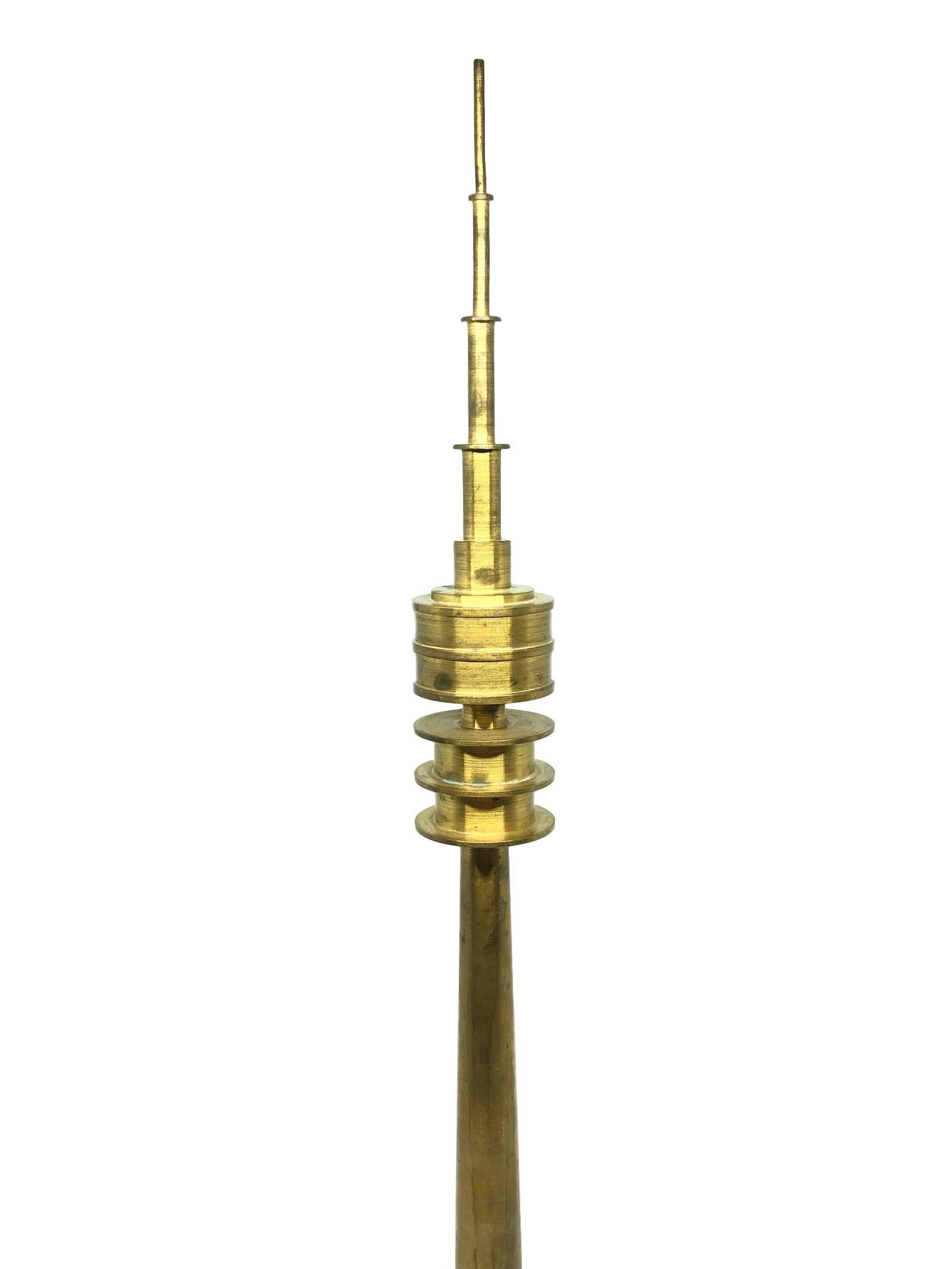 Mid-Century Modern Stunning Brass Munich TV Television Tower Scale Design Model, 1970s For Sale