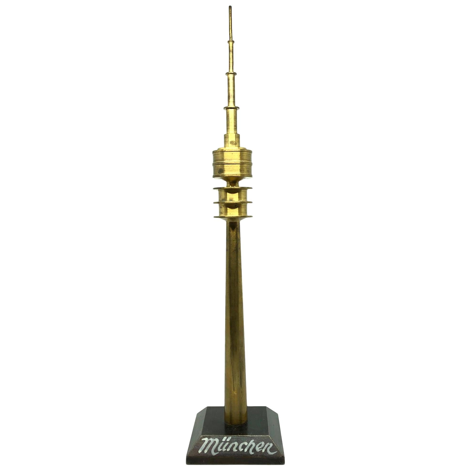 Stunning Brass Munich TV Television Tower Scale Design Model, 1970s For Sale