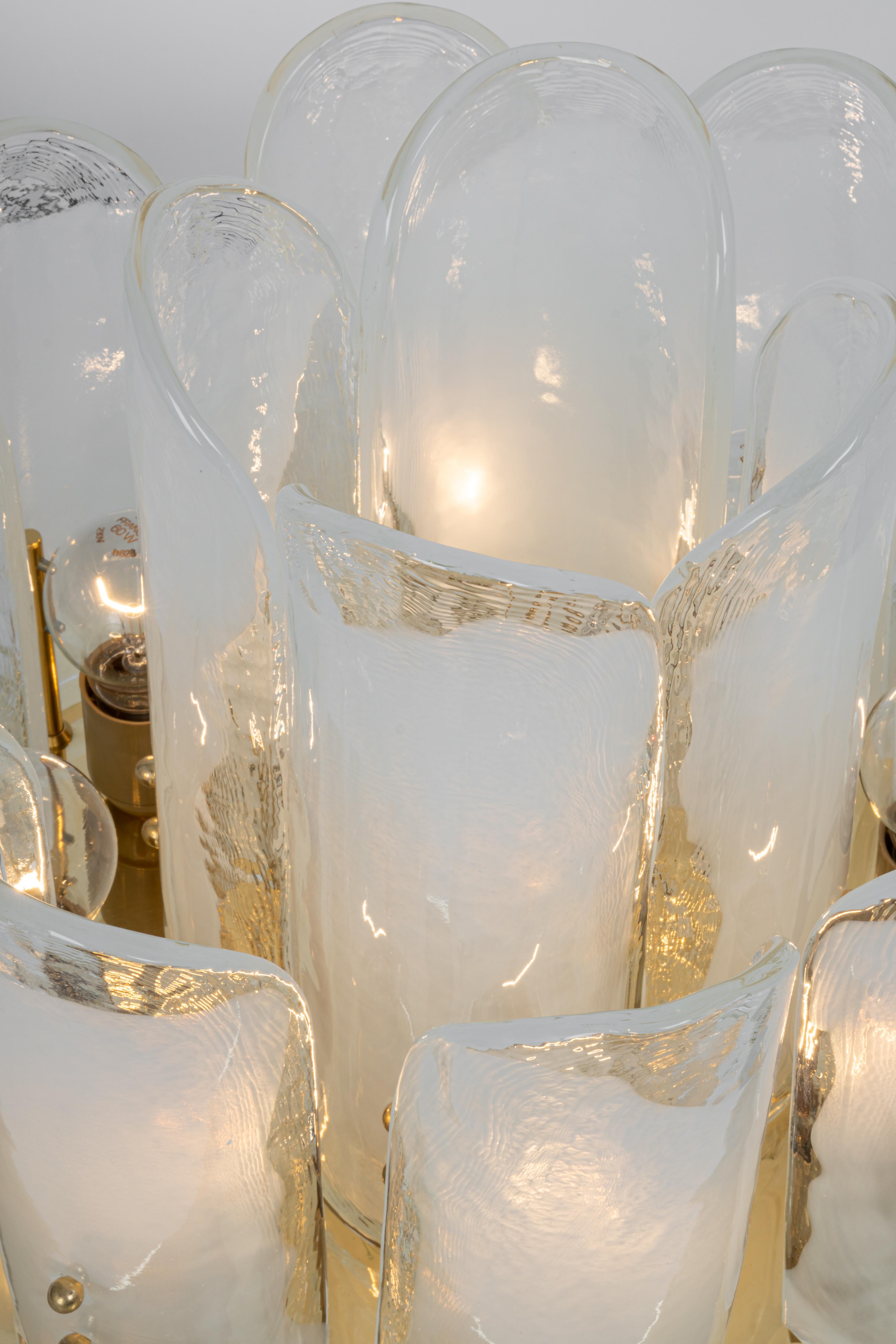 Stunning Brass, Murano Glass Light Fixture, Kalmar, Austria, 1970 For Sale 3