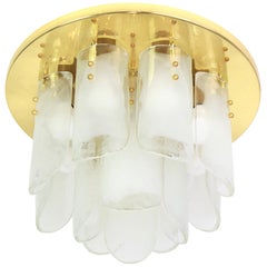 Vintage Stunning Brass, Murano Glass Light Fixture, Kalmar, Austria, 1970