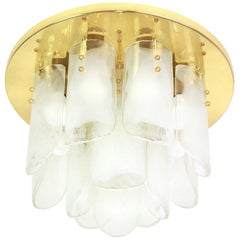 Vintage Stunning Brass, Murano Glass Light Fixture, Kalmar, Austria, 1970
