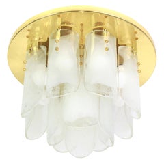 Vintage Stunning Brass, Murano Glass Light Fixture, Kalmar, Austria, 1970