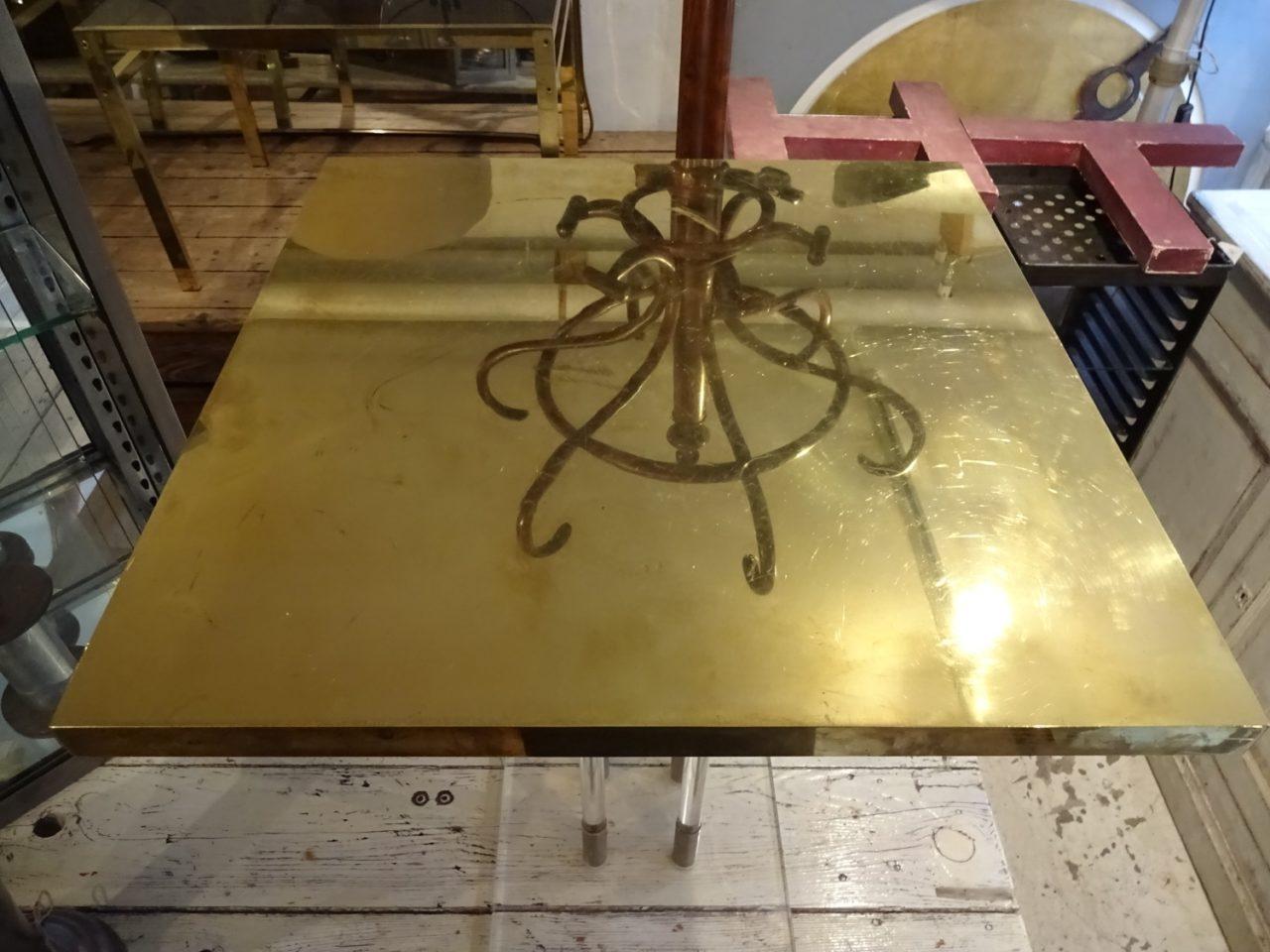 French Stunning Brass Plexiglas 1970s Coffee Table, France