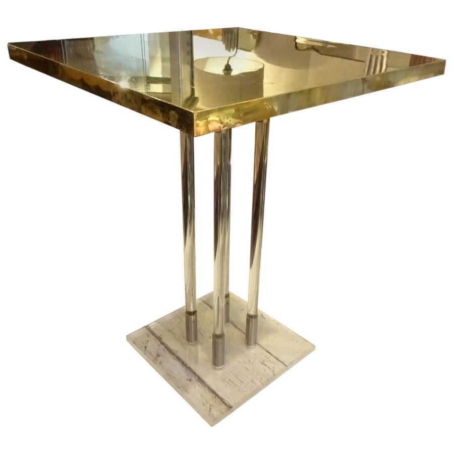 Stunning Brass Plexiglas 1970s Coffee Table, France