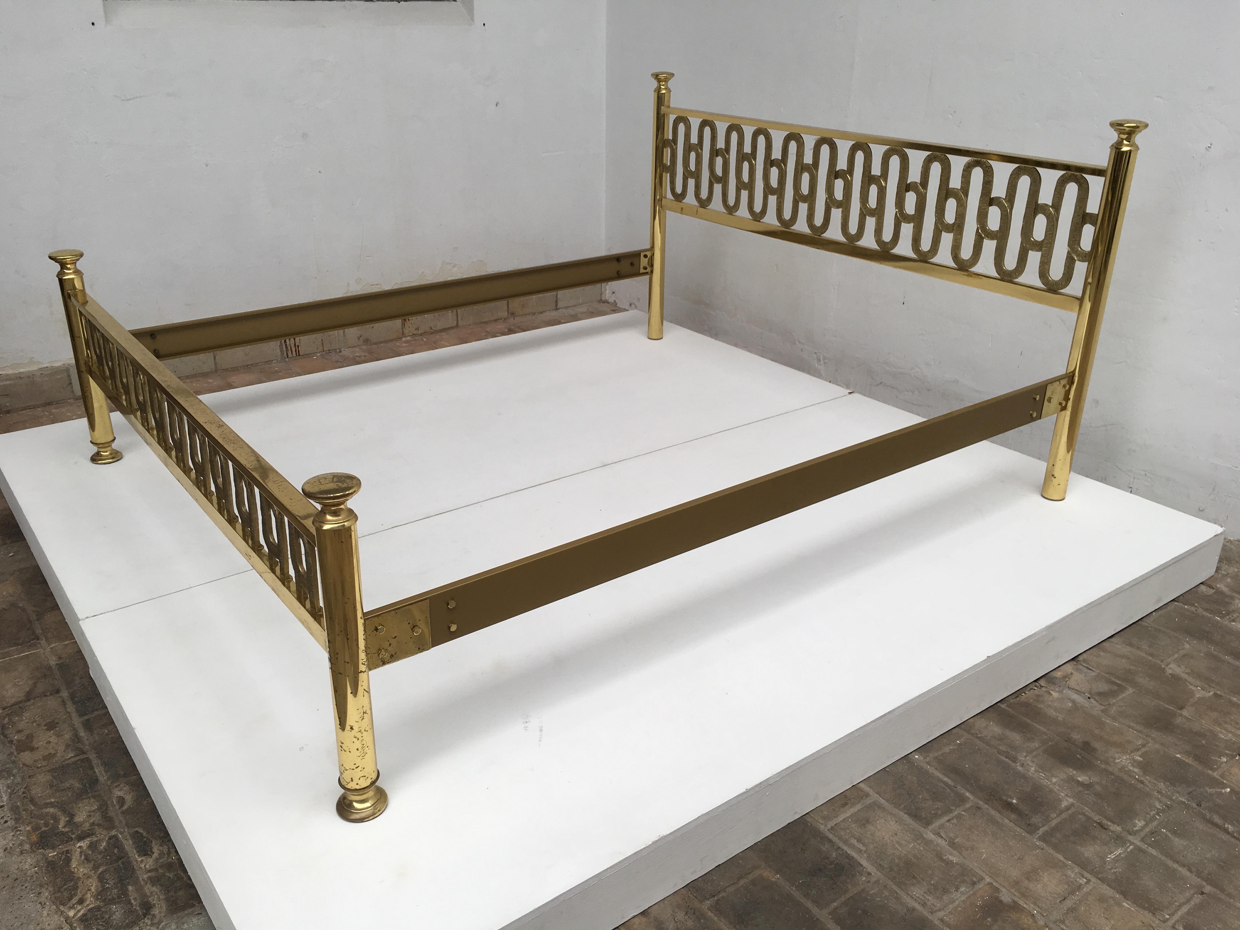 Enameled Stunning Brass Sculptural Form Double Bed by Angelo Brotto, Esperia, 1970, Italy For Sale