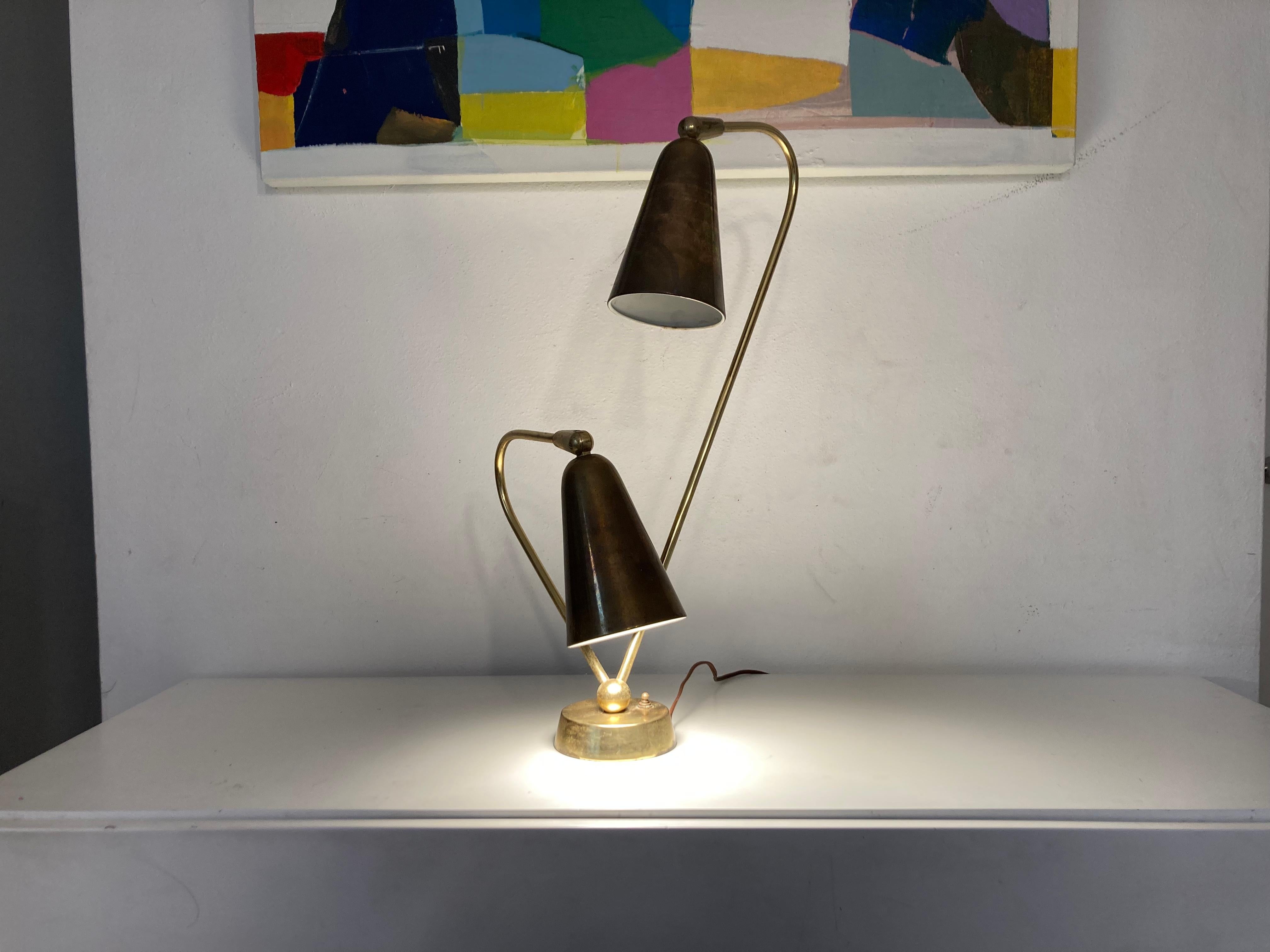 Stunning Brass Table Lamp in the style of Paavo Tynell, USA 1950s For Sale 4
