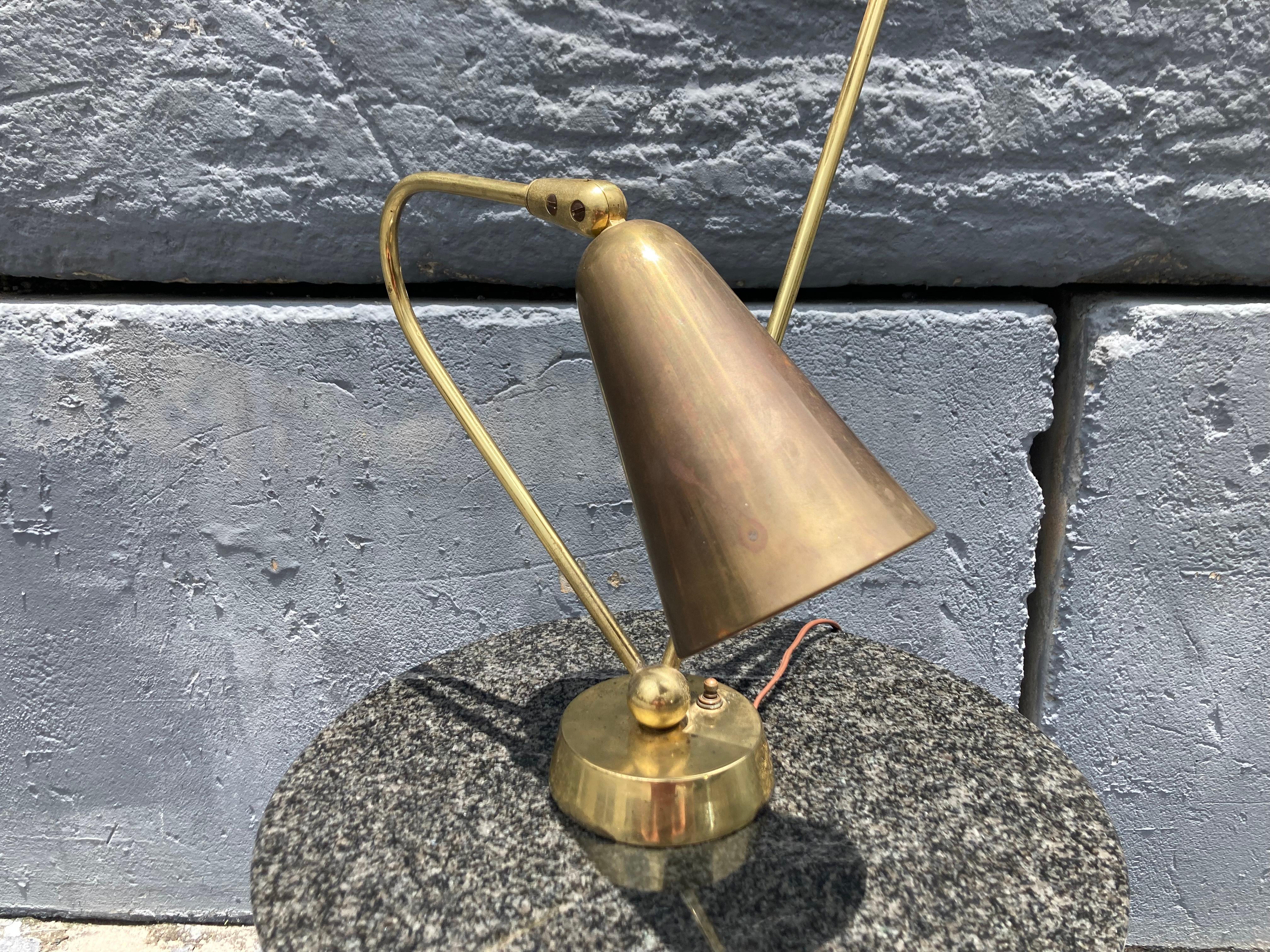 Stunning Brass Table Lamp in the style of Paavo Tynell, USA 1950s For Sale 9