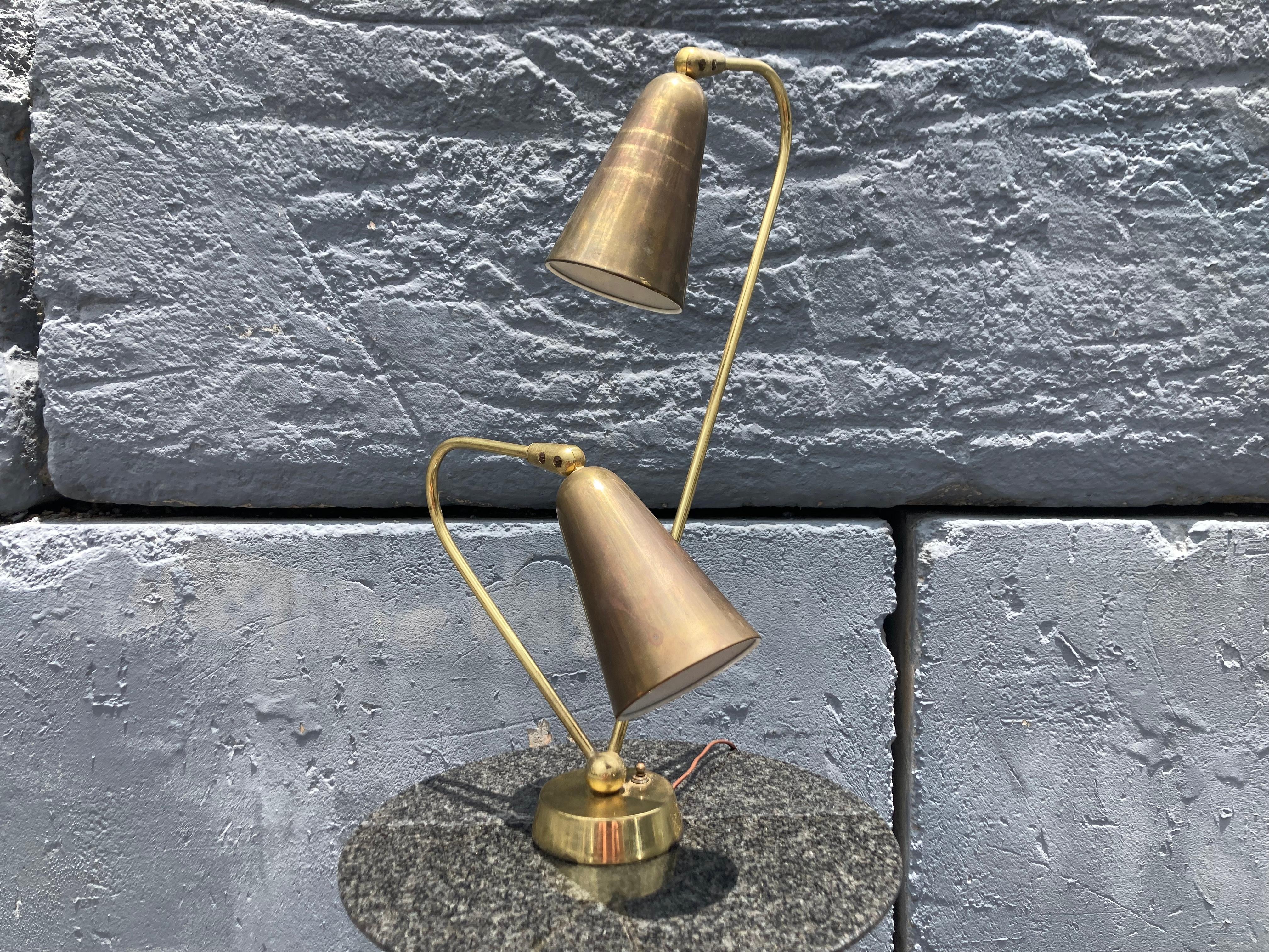 Stunning Brass Table Lamp in the style of Paavo Tynell, USA 1950s For Sale 12