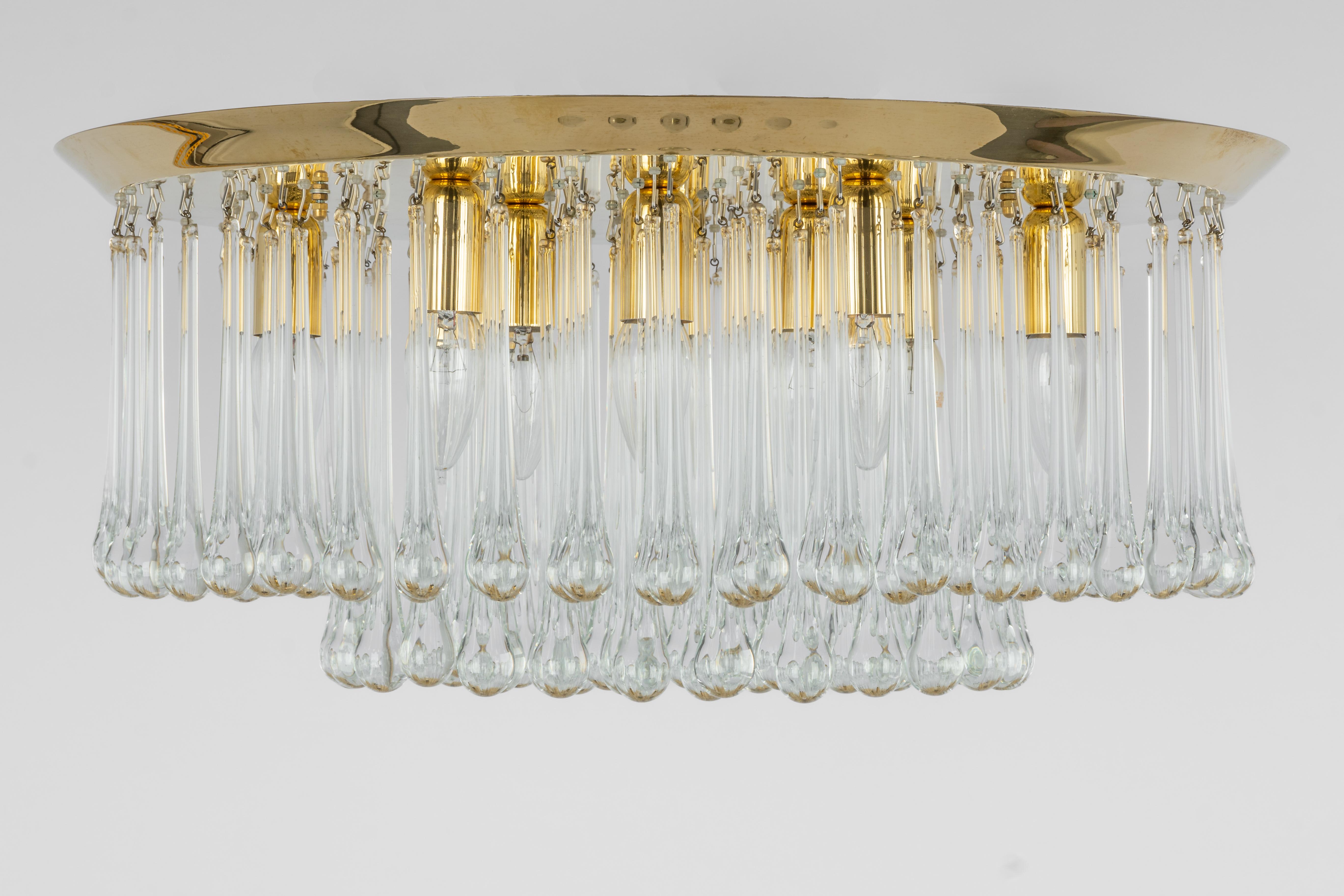 Atemberaubende Tropfenglas-Leuchte aus Messing mit Tränenglasur, Kalmar, Österreich, 1970er Jahre im Angebot 7