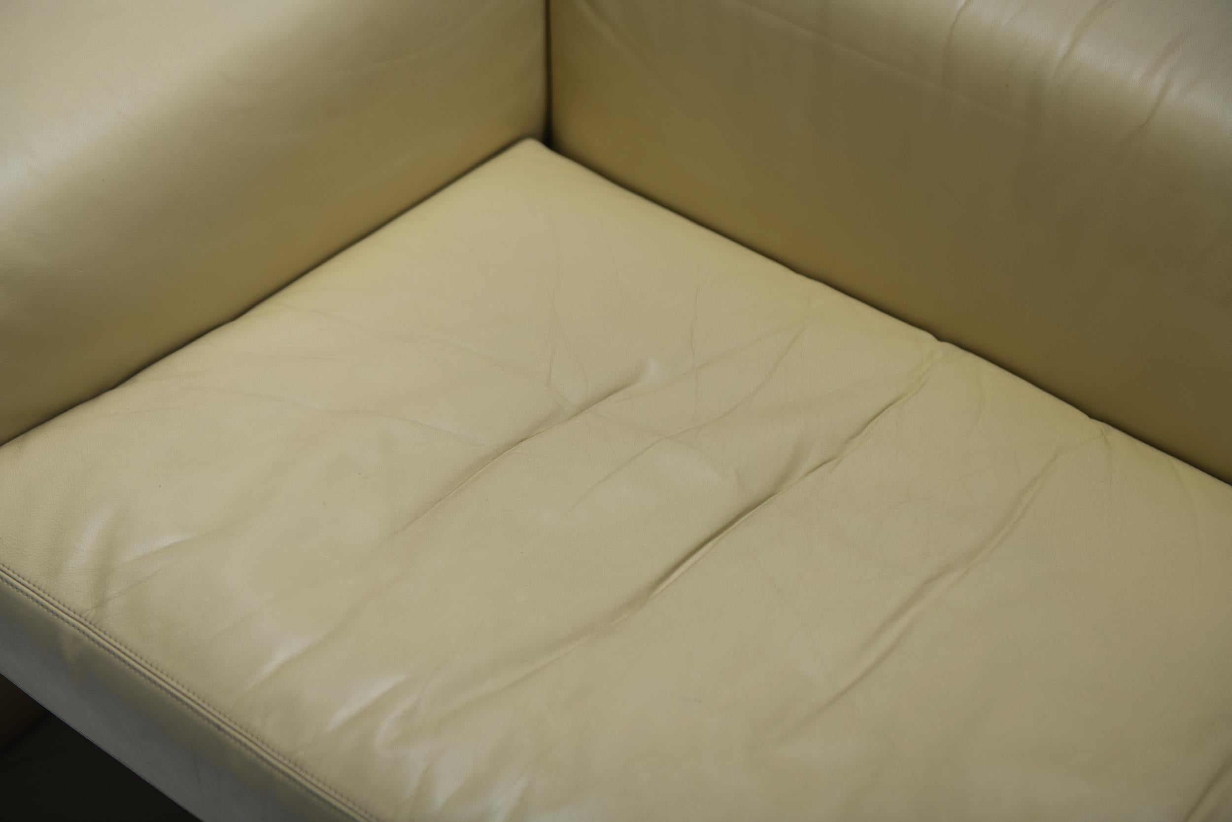 Stunning Brigadier sofa in very rare soft yellow by Cini Boeri for Knoll. Signed For Sale 1