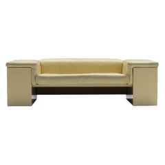 Stunning Brigadier sofa in very rare soft yellow by Cini Boeri for Knoll. Signed