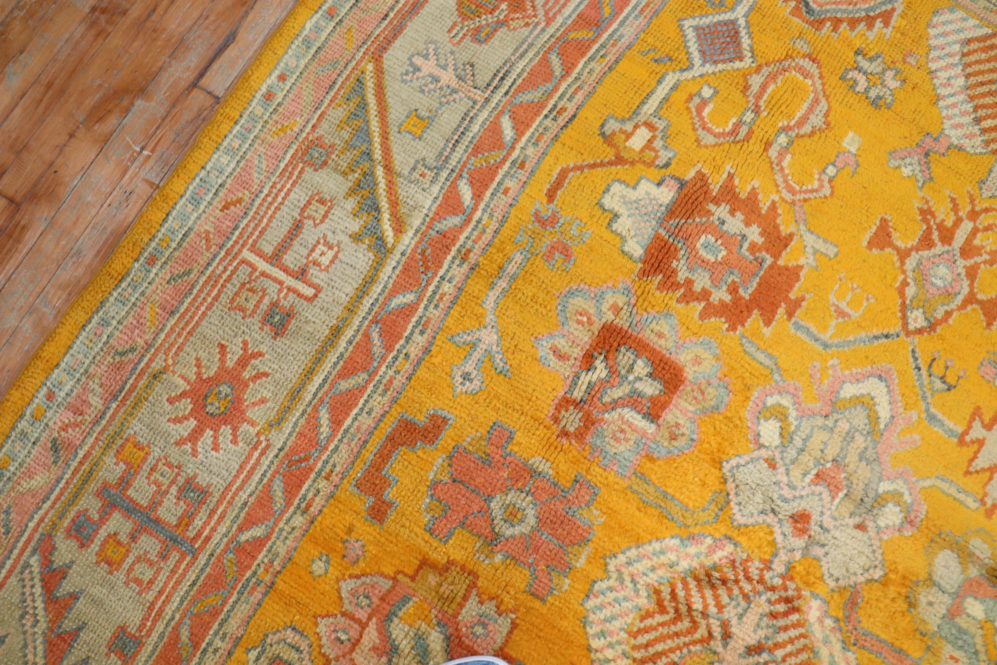 20th Century Stunning Mango Antique Turkish Oushak Rug For Sale