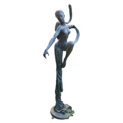 Splendida "Ballerina" in bronzo, primi del XX secolo, H: 200 cm, Art Déco