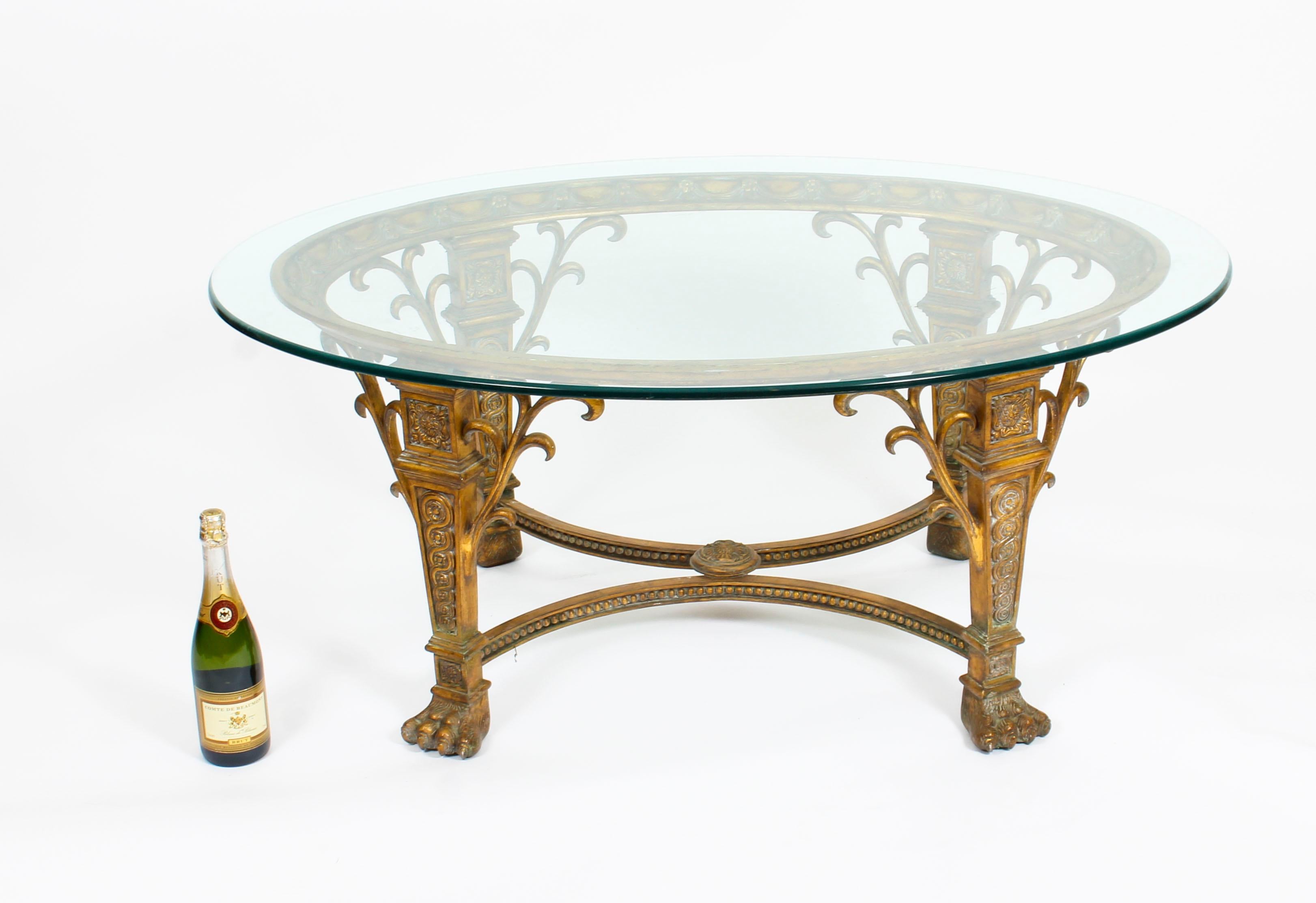 Stunning Bronze Hollywood Regency Coffee Table Mid-20th Century 9