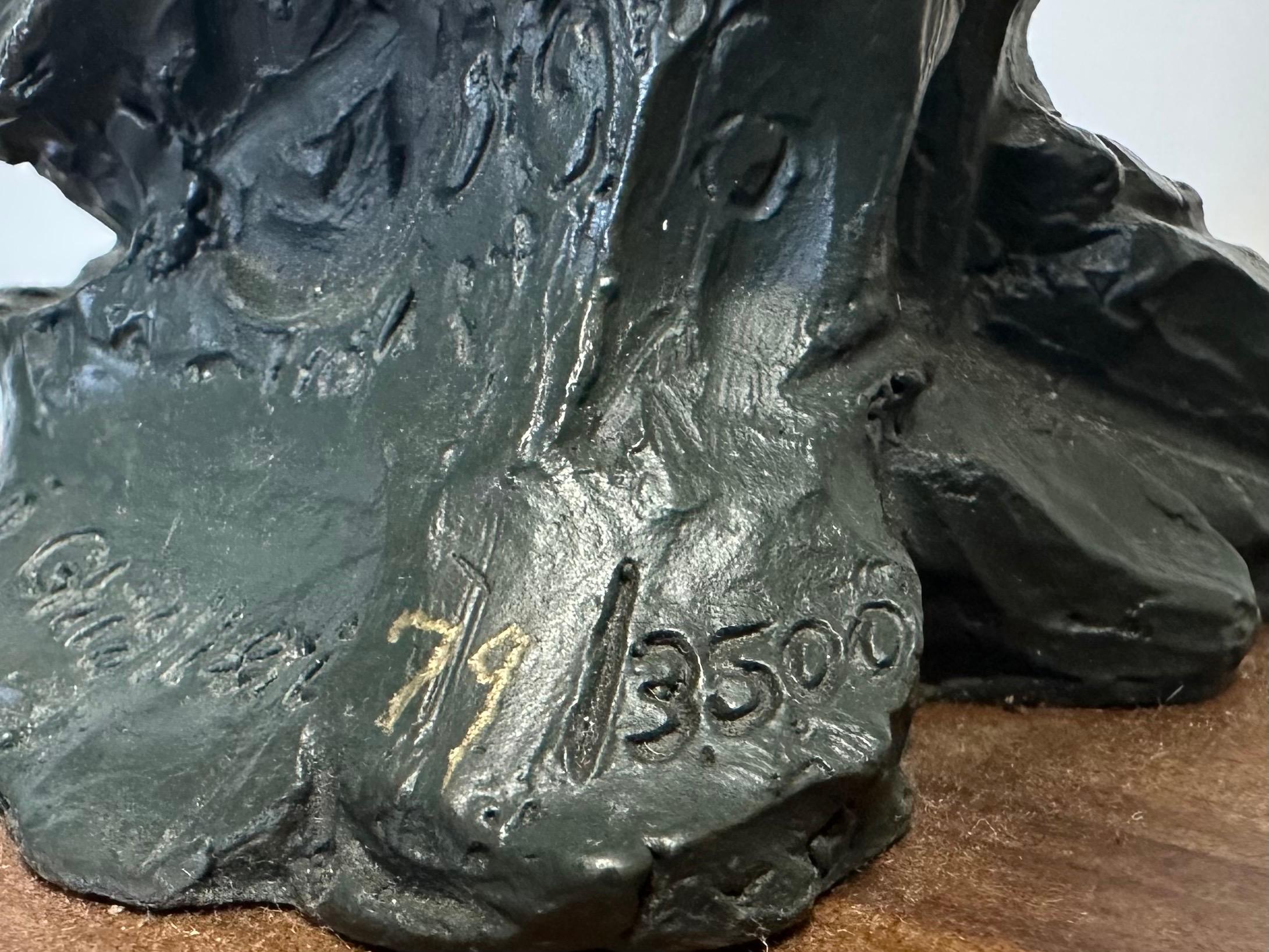 Stunning Bronze on Wood Base Bald Eagle Sculpture 