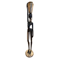 Stunning Bronze Sculpture of a Water Carrier African Lady