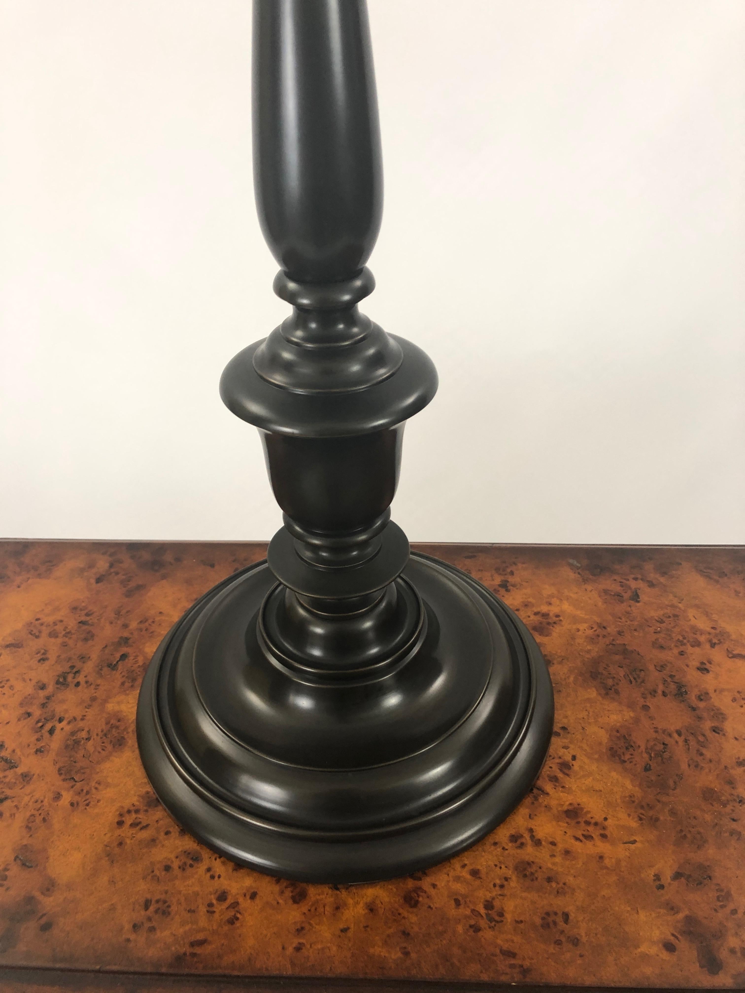 Stunning Bronze Table Lamp with Brass Shade In Excellent Condition In Hopewell, NJ