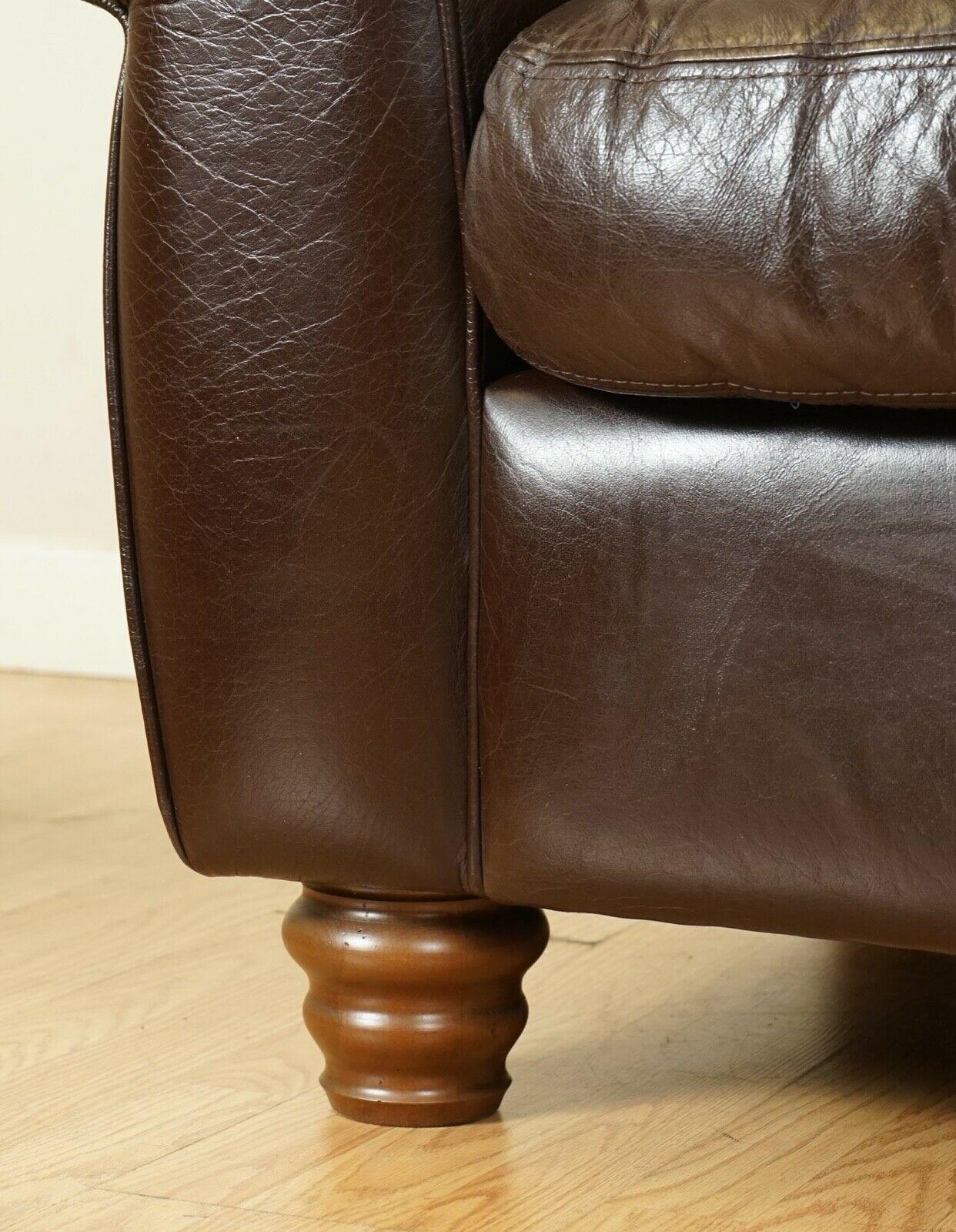 Stunning Brown Heritage Saddle Leather John Lews Madison 2 Seater Sofa '1/2' 4