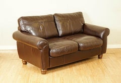 Stunning Brown Heritage Saddle Leather John Lews Madison 2 Seater Sofa '1/2'