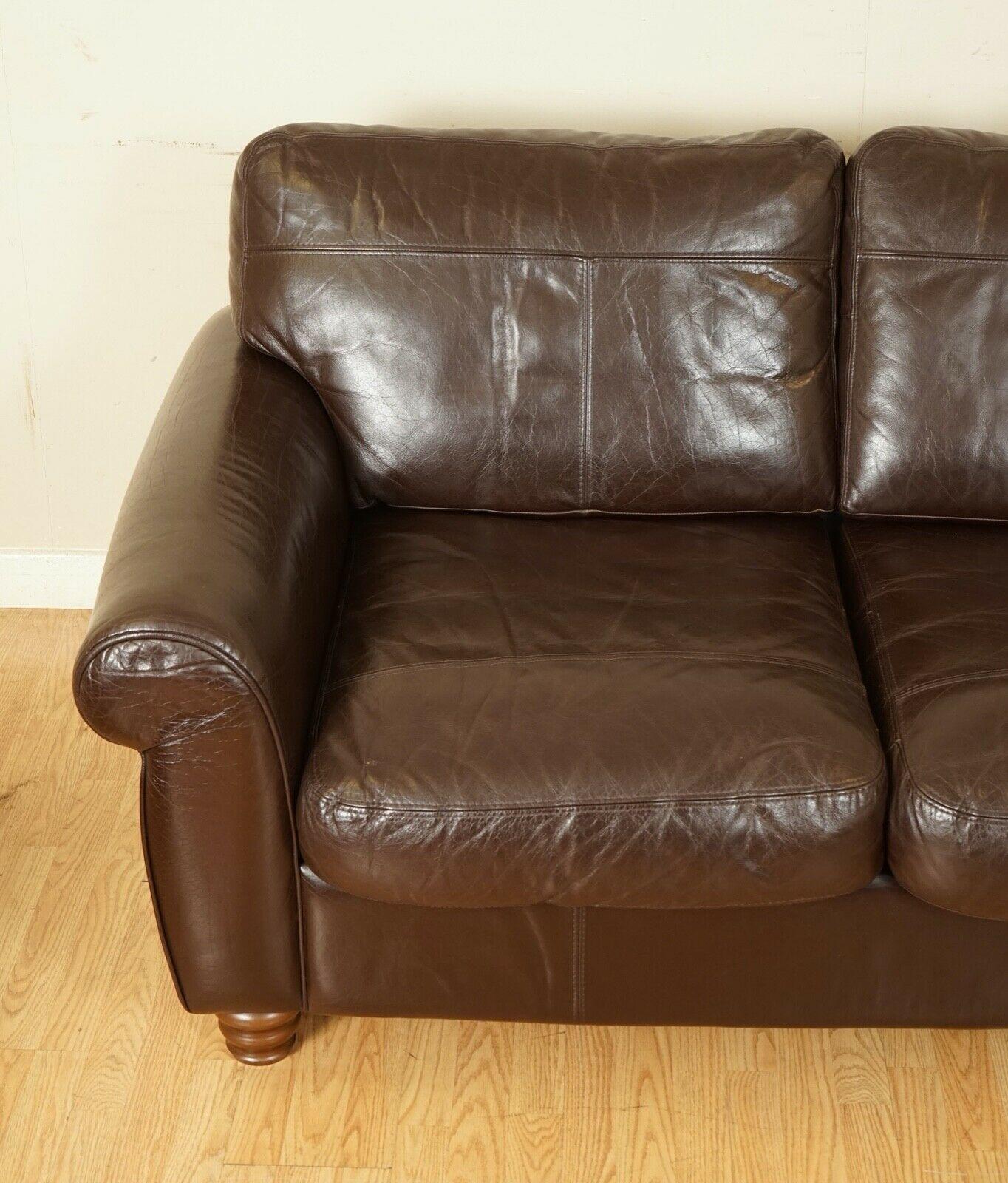 20th Century Stunning Brown Heritage Saddle Leather John Lews Madison 2 Seater Sofa '1/2'