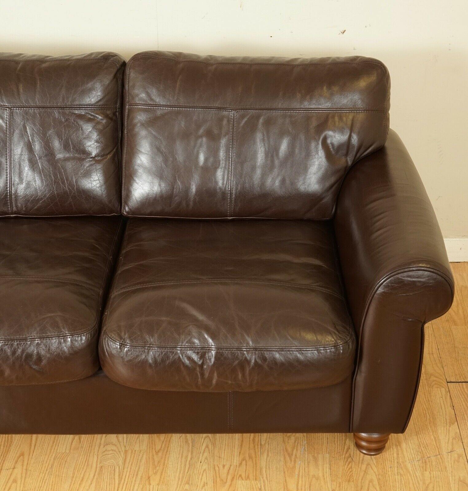 Stunning Brown Heritage Saddle Leather John Lews Madison 2 Seater Sofa '1/2' 1