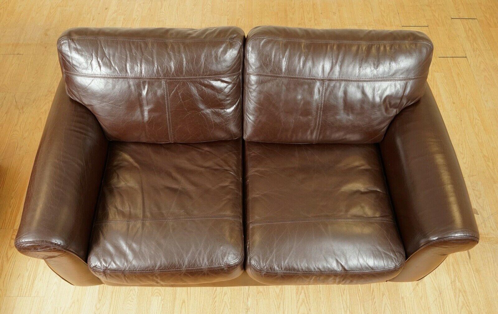 Stunning Brown Heritage Saddle Leather John Lews Madison 2 Seater Sofa '1/2' 2