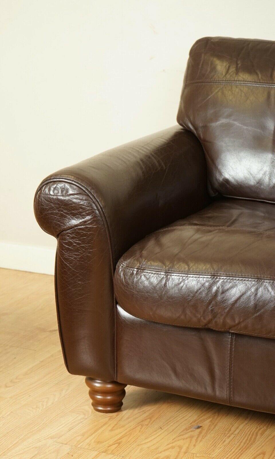 Stunning Brown Heritage Saddle Leather John Lews Madison 2 Seater Sofa '1/2' 3