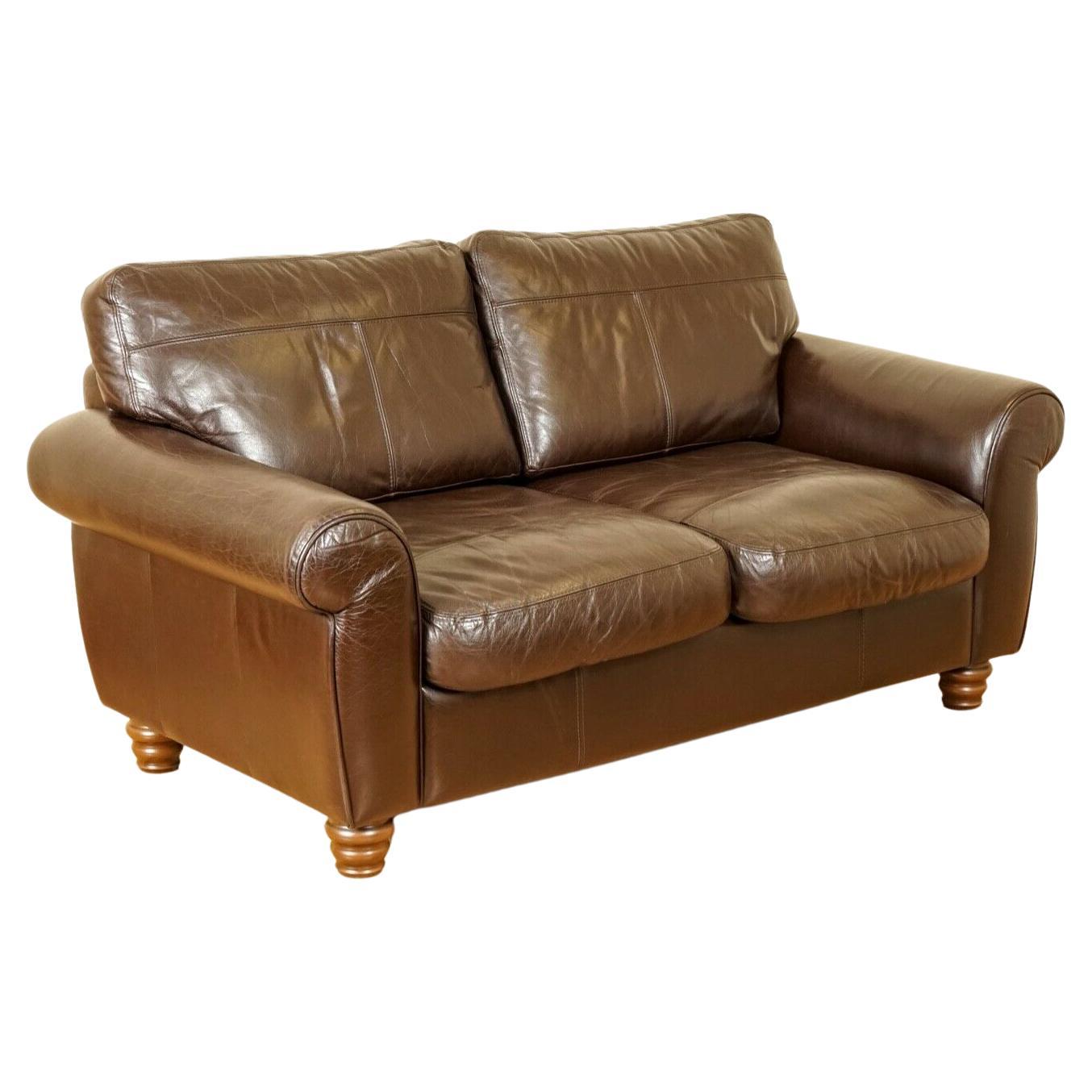 Stunning Brown Heritage Saddle Leather John Lews Madison 2 Seater Sofa '1/2'