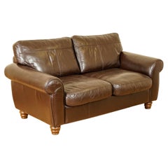 Used Stunning Brown Heritage Saddle Leather John Lews Madison 2 Seater Sofa '1/2'