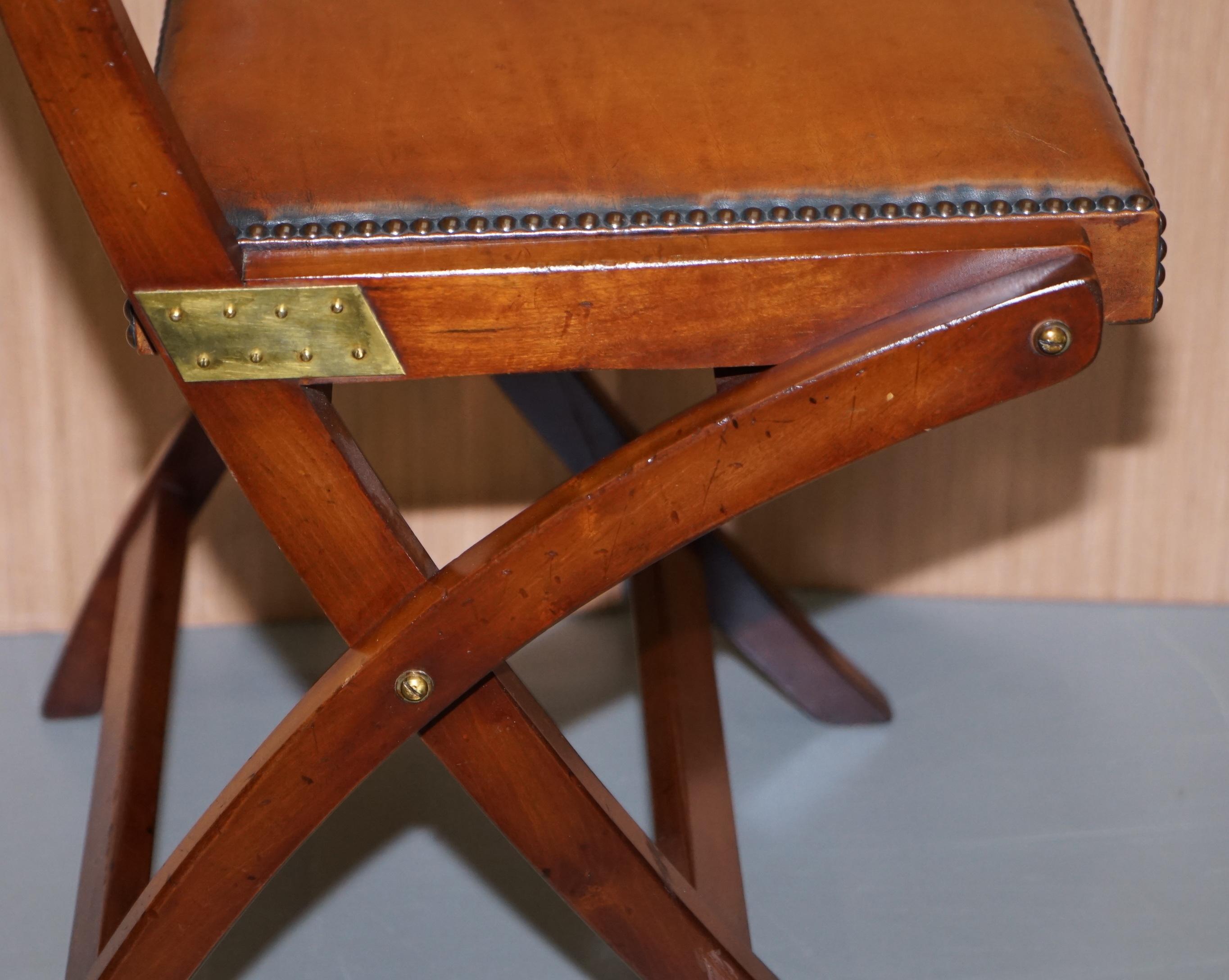Stunning Brown Leather Kennedy Furniture Harrods Military Campaign Desk Chair 3