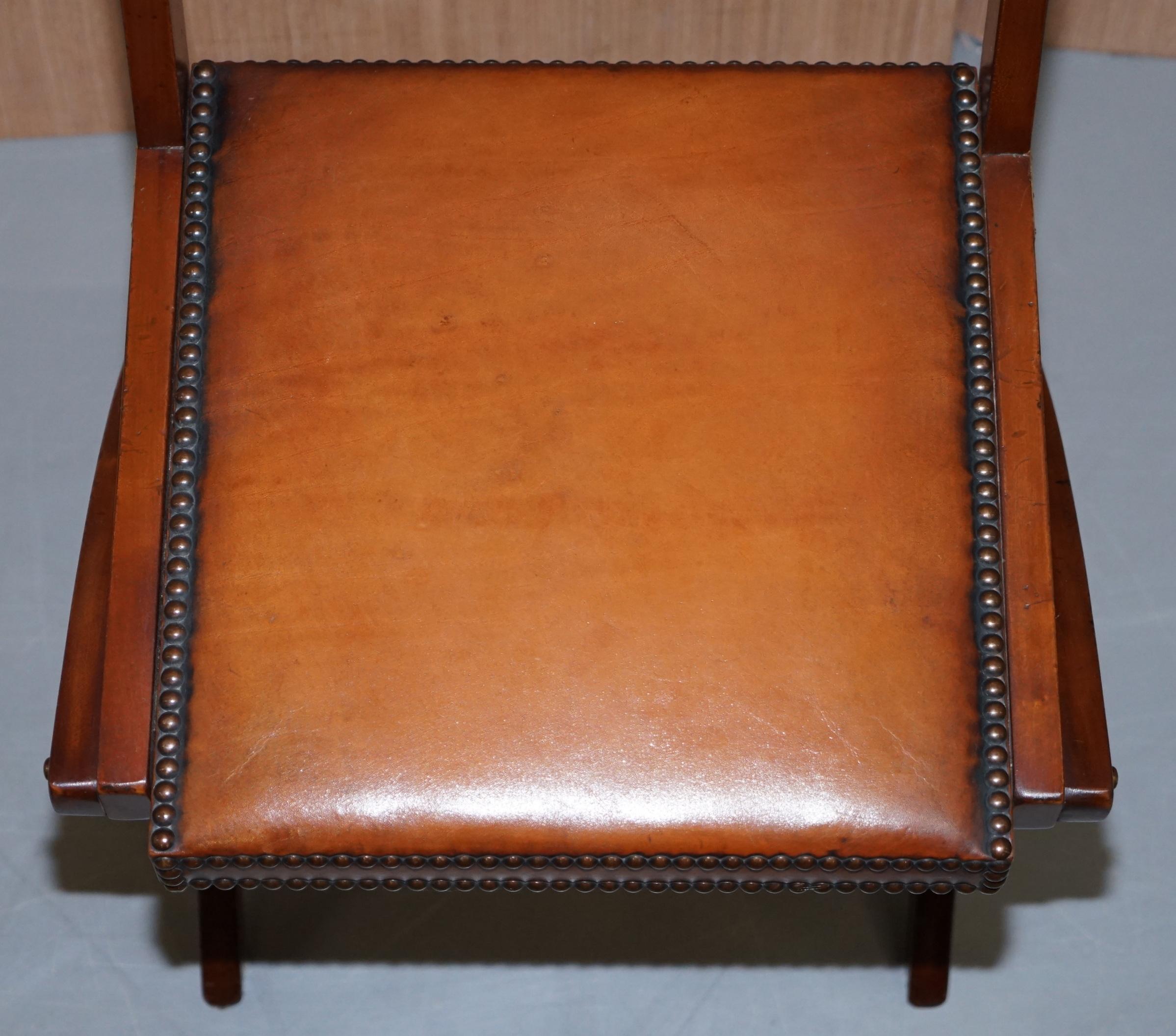 English Stunning Brown Leather Kennedy Furniture Harrods Military Campaign Desk Chair