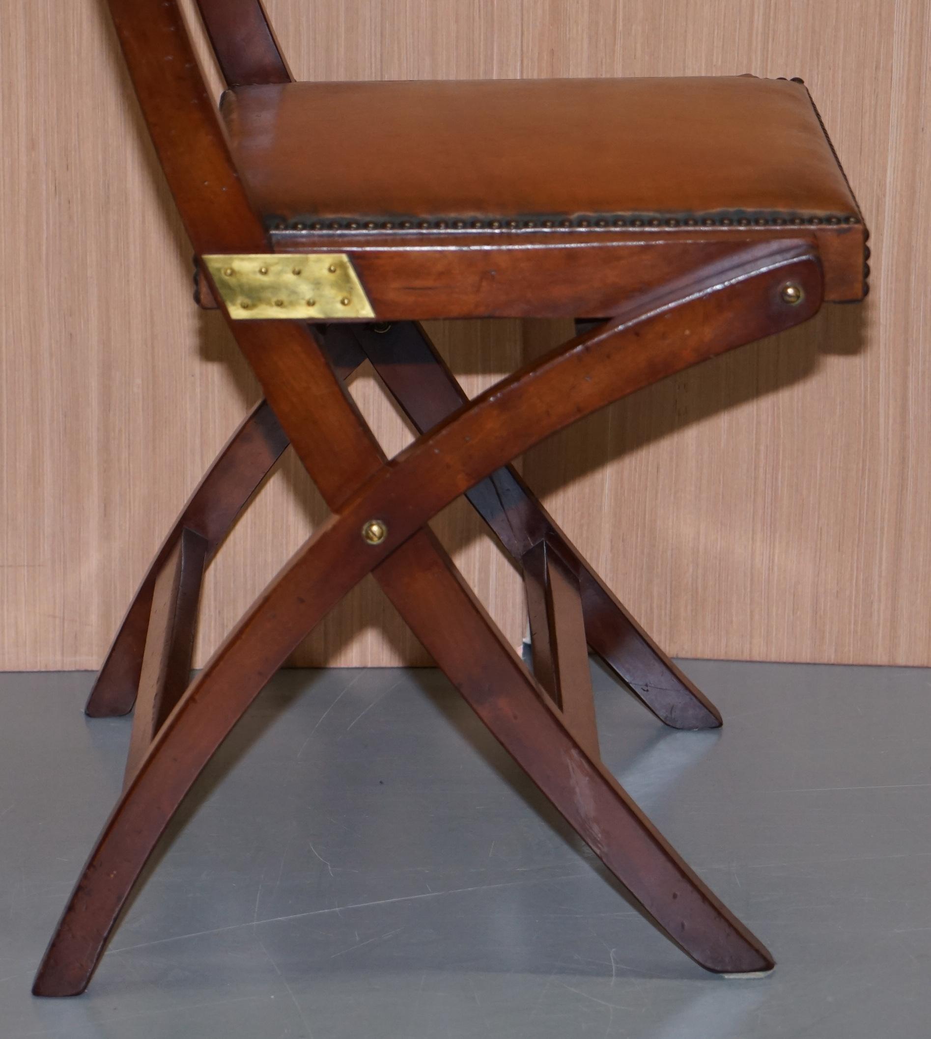 Stunning Brown Leather Kennedy Furniture Harrods Military Campaign Desk Chair 1