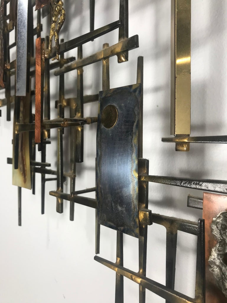 Stunning Brutalist Multi-Metal Wall Sculpture by R. H. Berger at 1stDibs