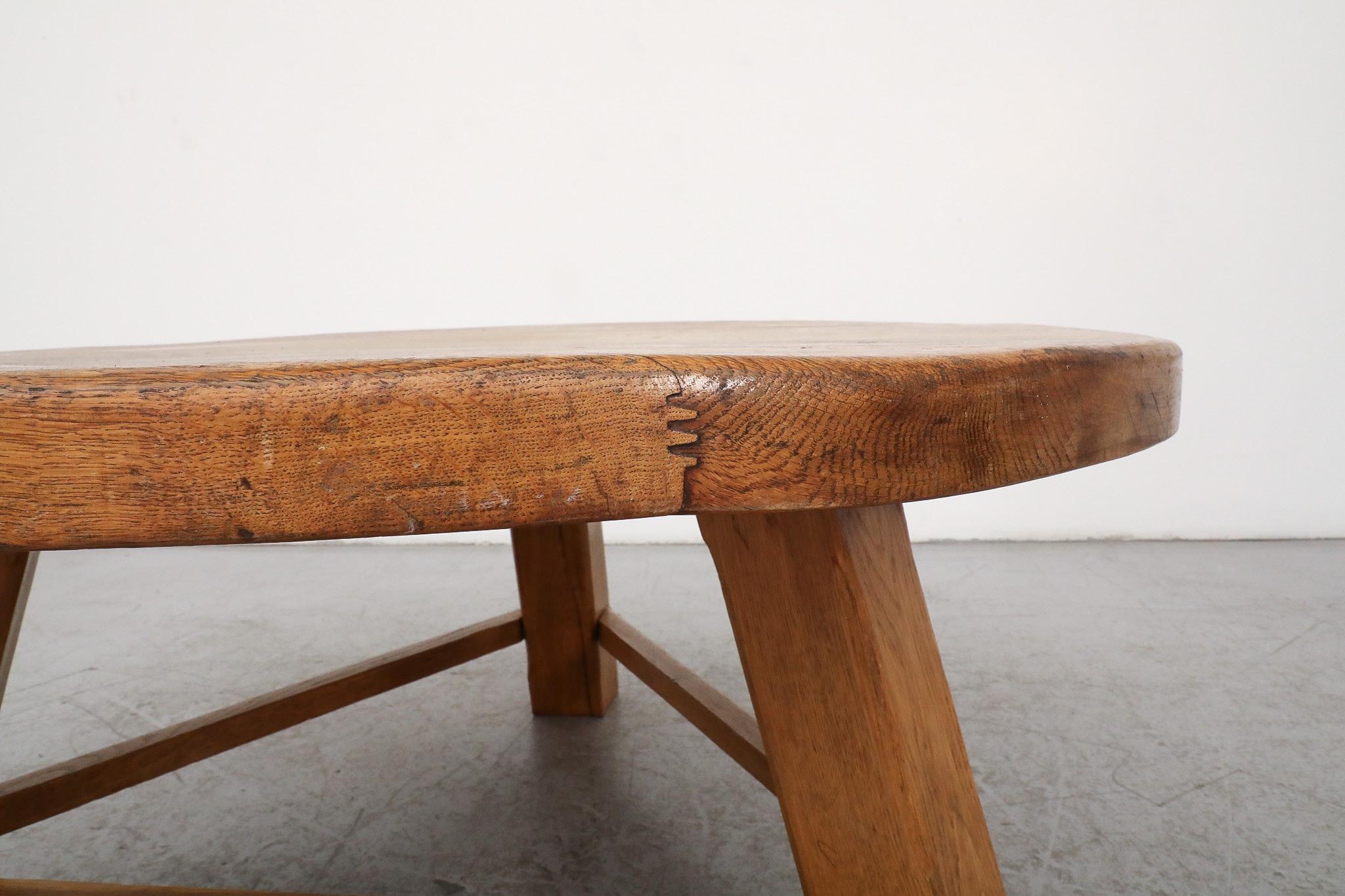 Stunning Brutalist Pierre Chapo Inspired Heavy Oak Coffee Table 6