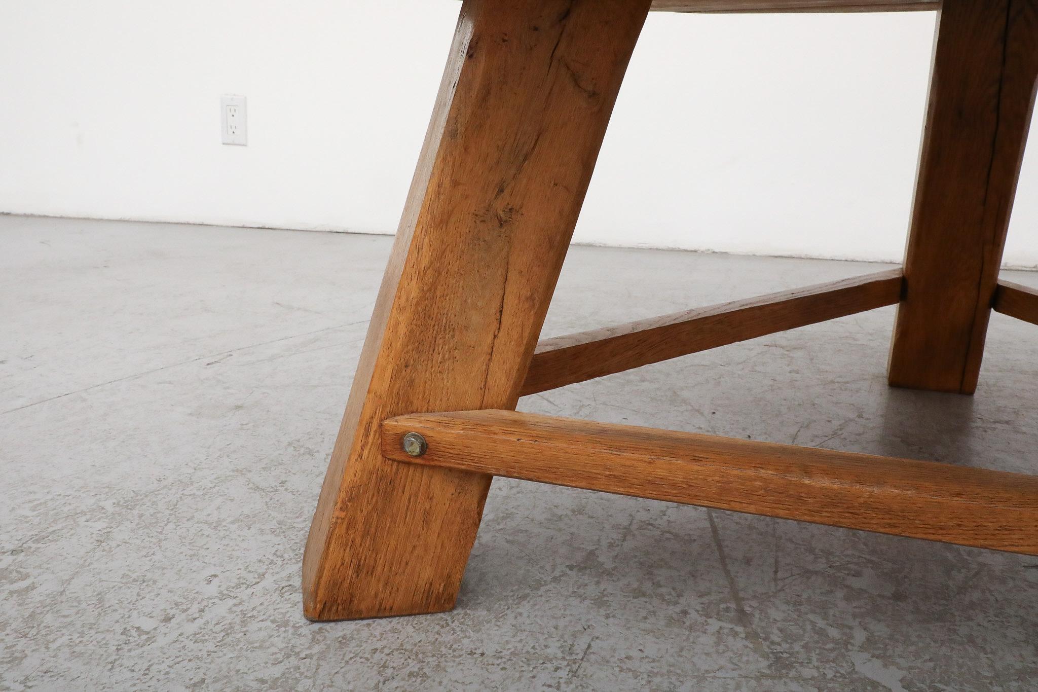 Stunning Brutalist Pierre Chapo Inspired Heavy Oak Coffee Table 7