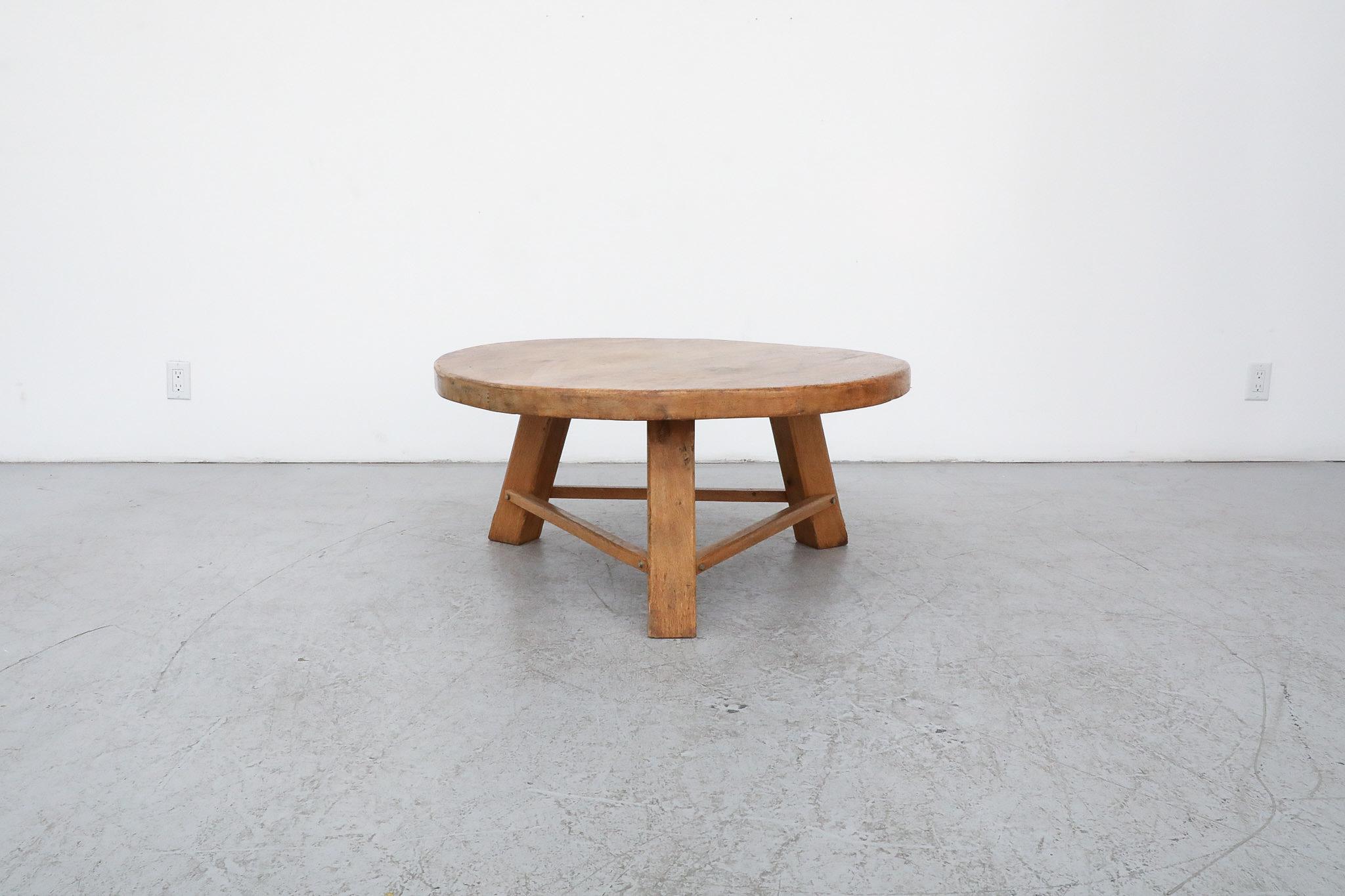 Mid-20th Century Stunning Brutalist Pierre Chapo Inspired Heavy Oak Coffee Table