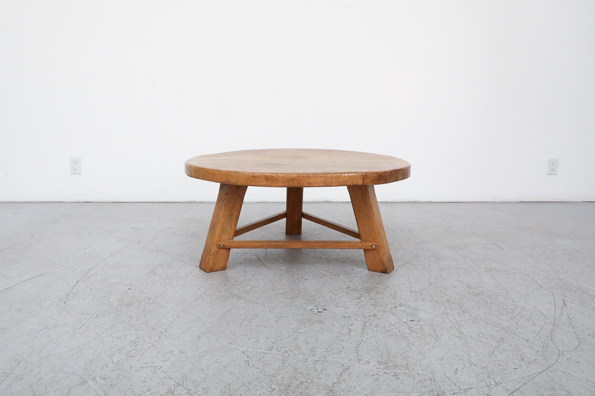Stunning Brutalist Pierre Chapo Inspired Heavy Oak Coffee Table 1