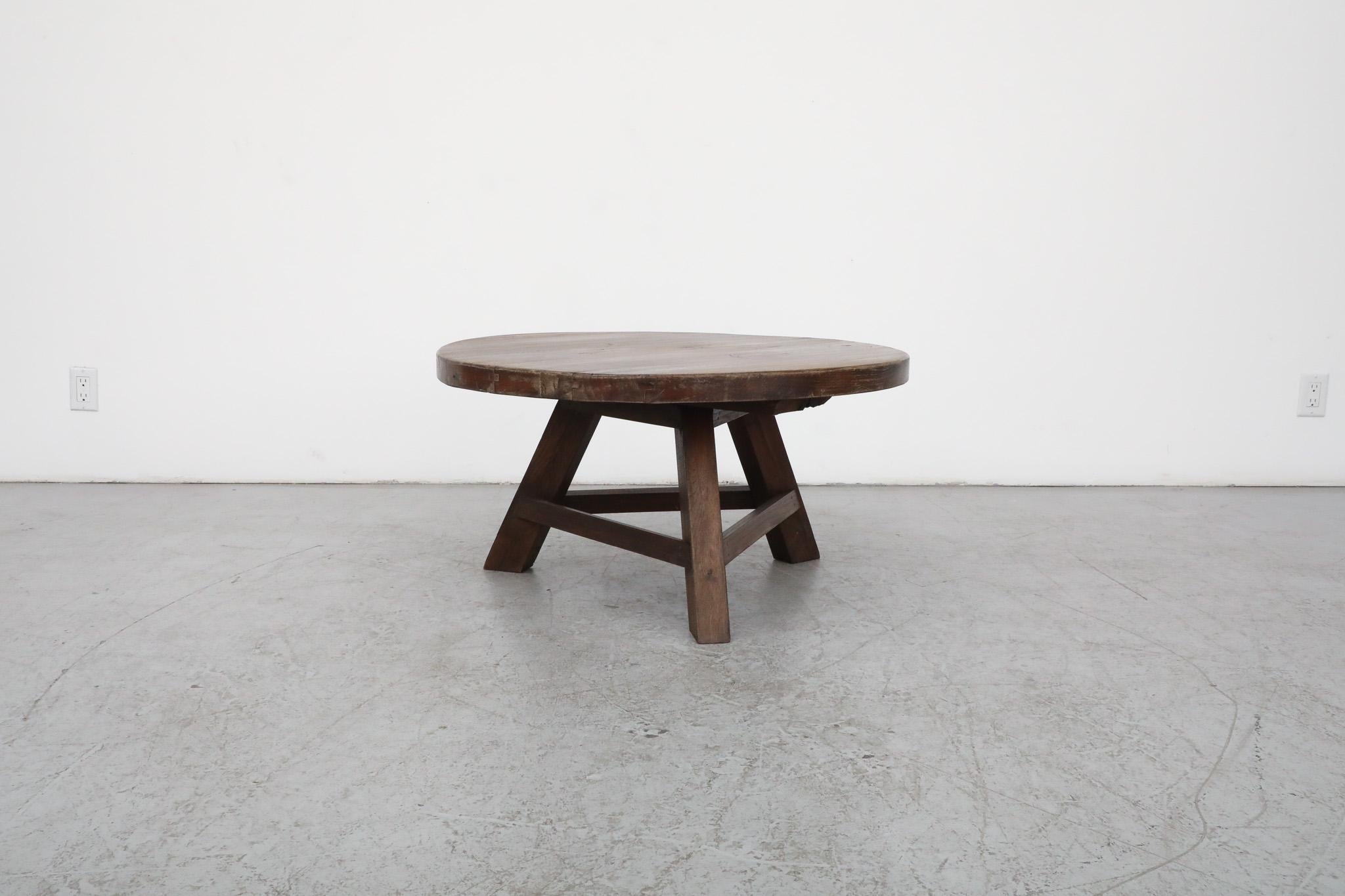 Mid-Century Modern Stunning Brutalist Pierre Chapo inspired Oak Coffee Table
